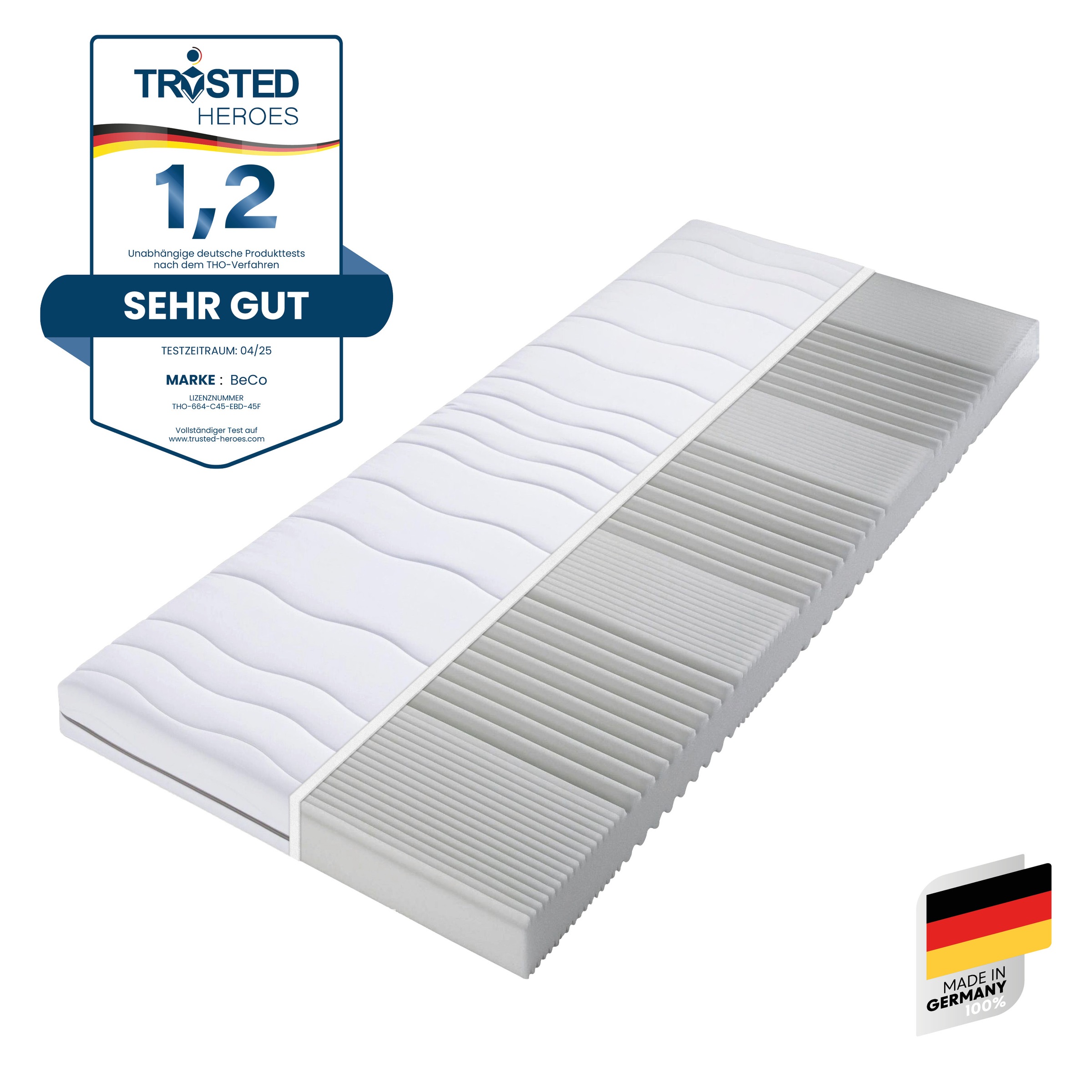 Beco 1100000002199 "Matratze Selection MF, Matratze in 90x200 cm und weiteren Größen" Raumgewicht: 27 kg/m³ 1 Stk. tlg. Matratze in zwei Höhen 14 oder 22 cm