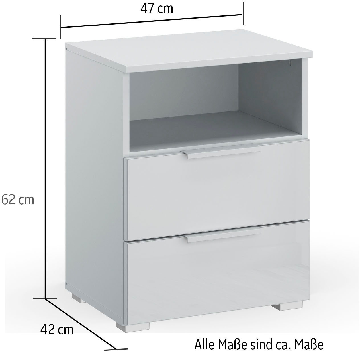 rauch Nachtkommode »Nachttisch Nachtkonsole Nachtschrank KOLUNA mit Glasfront«, mit 2 Schubladen und Nische für viel Stauraum MADE IN GERMANY