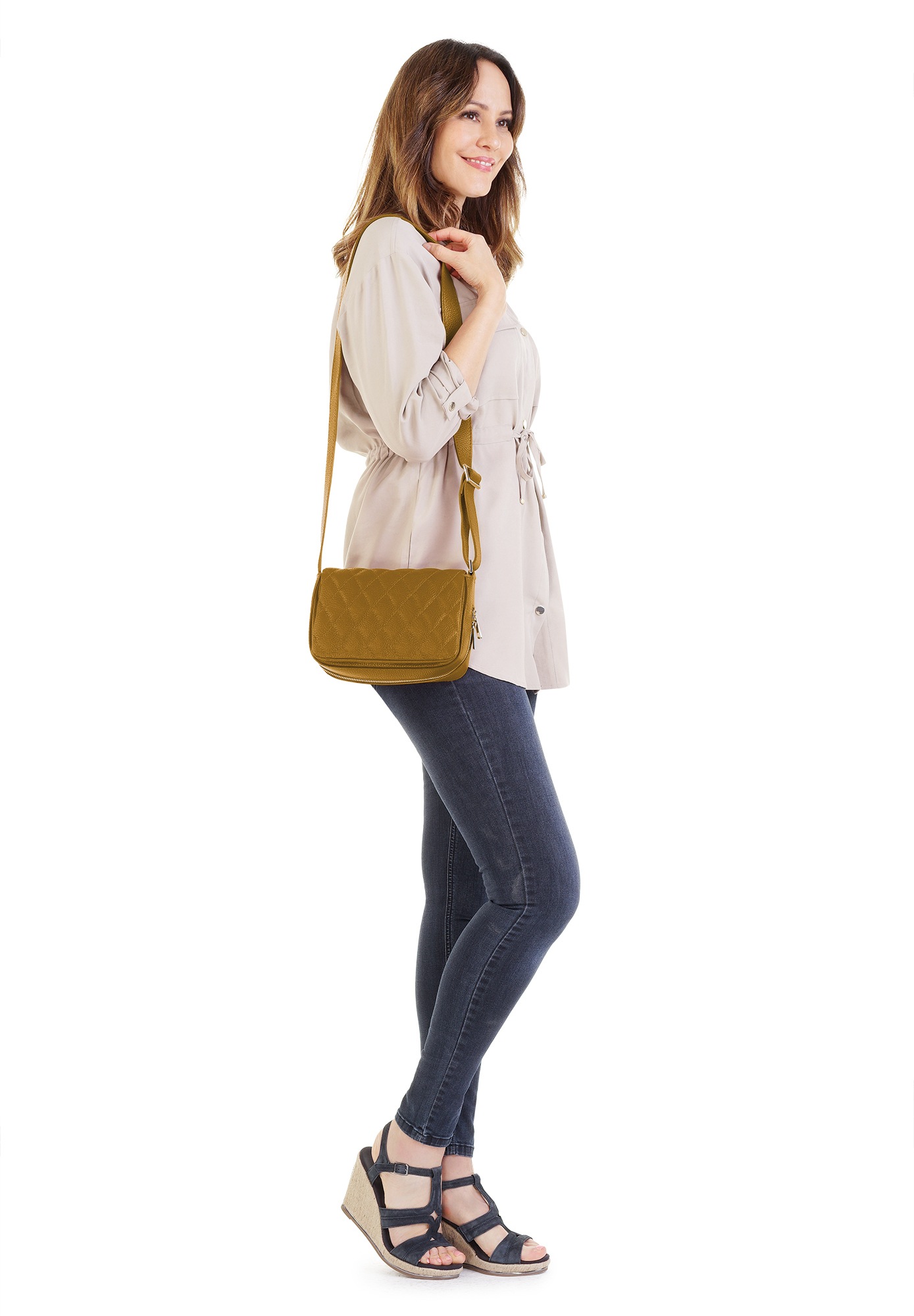 Cluty Henkeltasche, echt Leder, Made in Italy