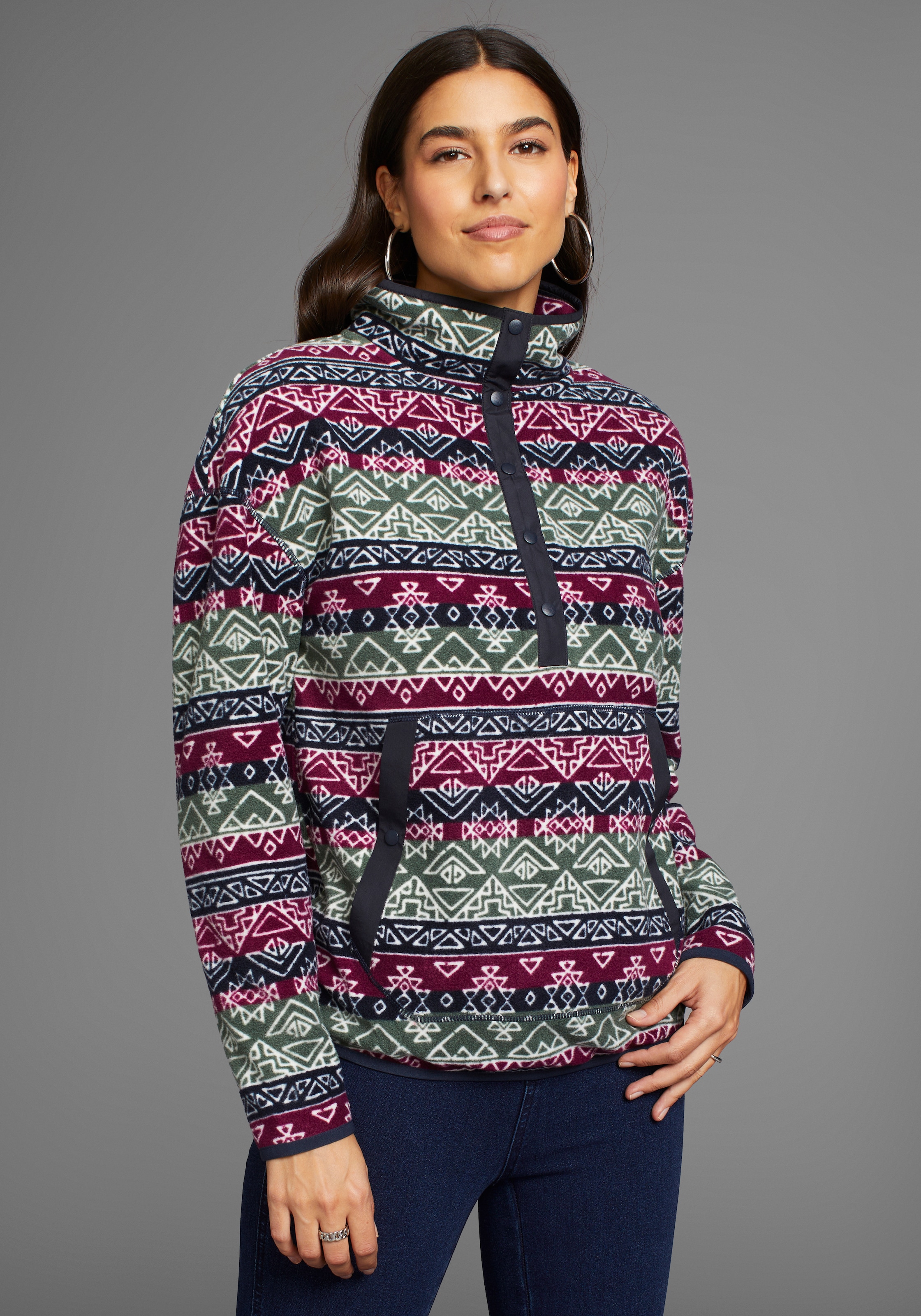 Polarino Fleecepullover, im Colorblock