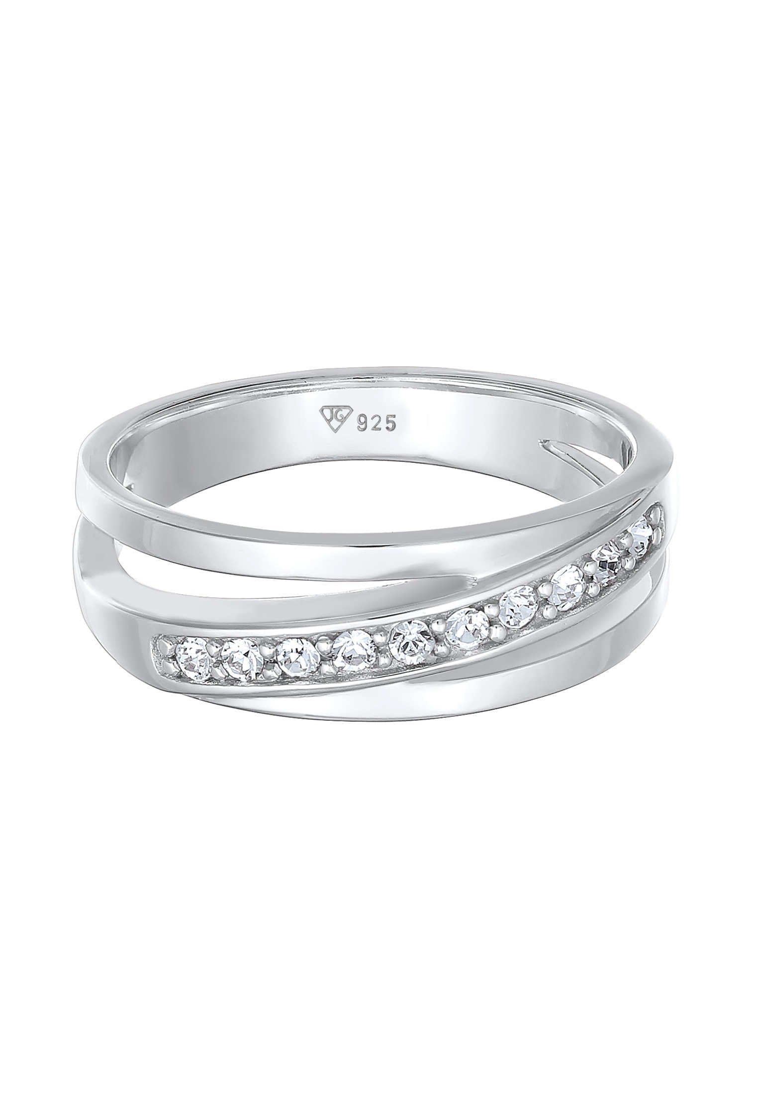 Elli Silberring »Ring Raffiniert Bandring Wickelring 925 Silber, mit Kristallen von Swarovski®«