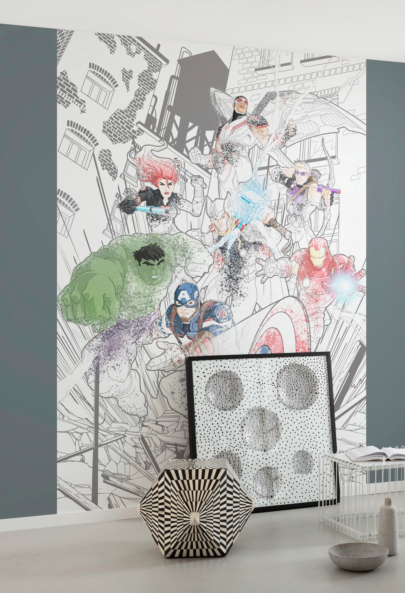 Komar Vliestapete "Digitaldruck Vlies - Avengers Attack - Größe 200 x 280 cm" bedruckt glatt Kinderzimmer