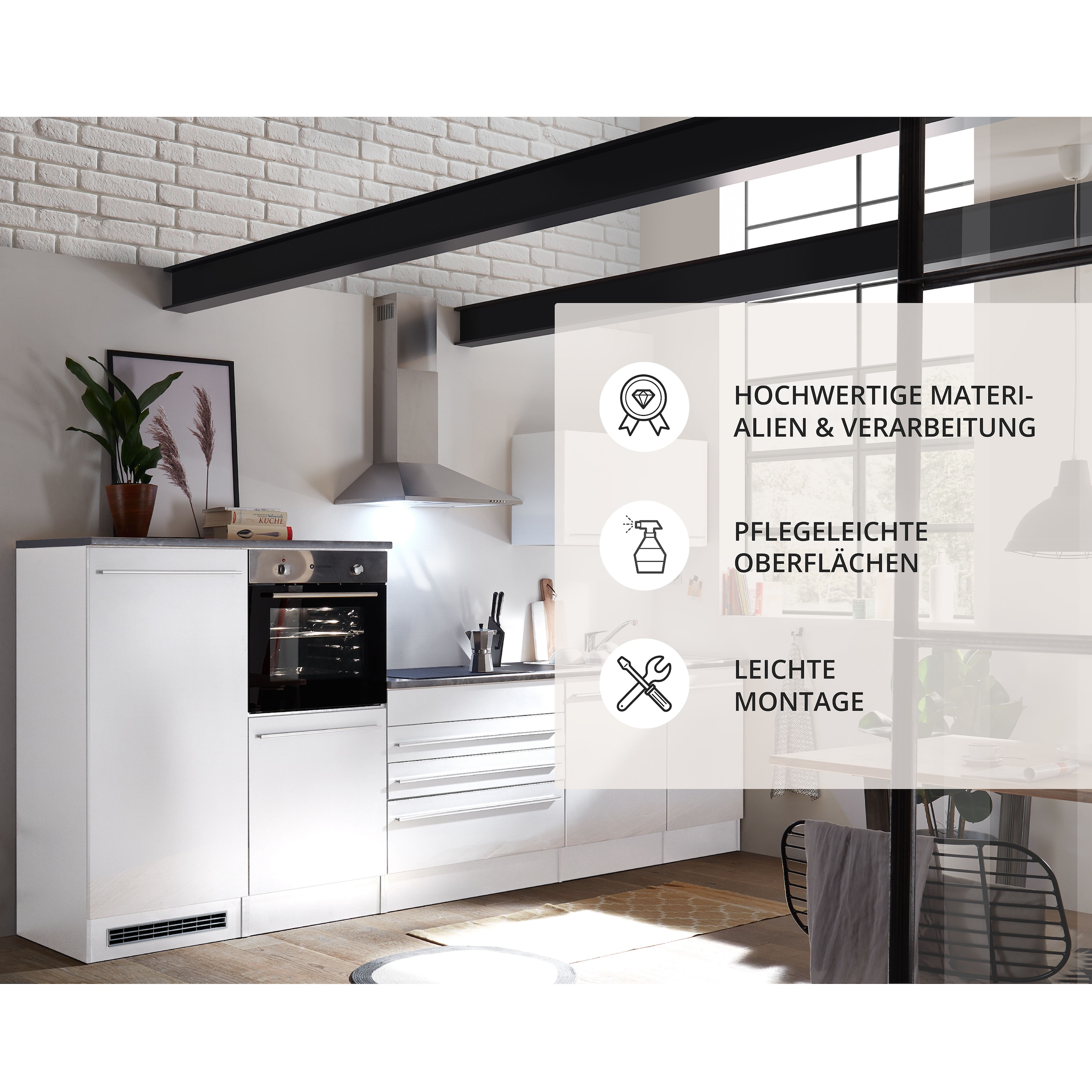 BASIC by Balculina Küchenzeile »Jazz«, Breite 320 cm, wahlweise mit E-Geräten