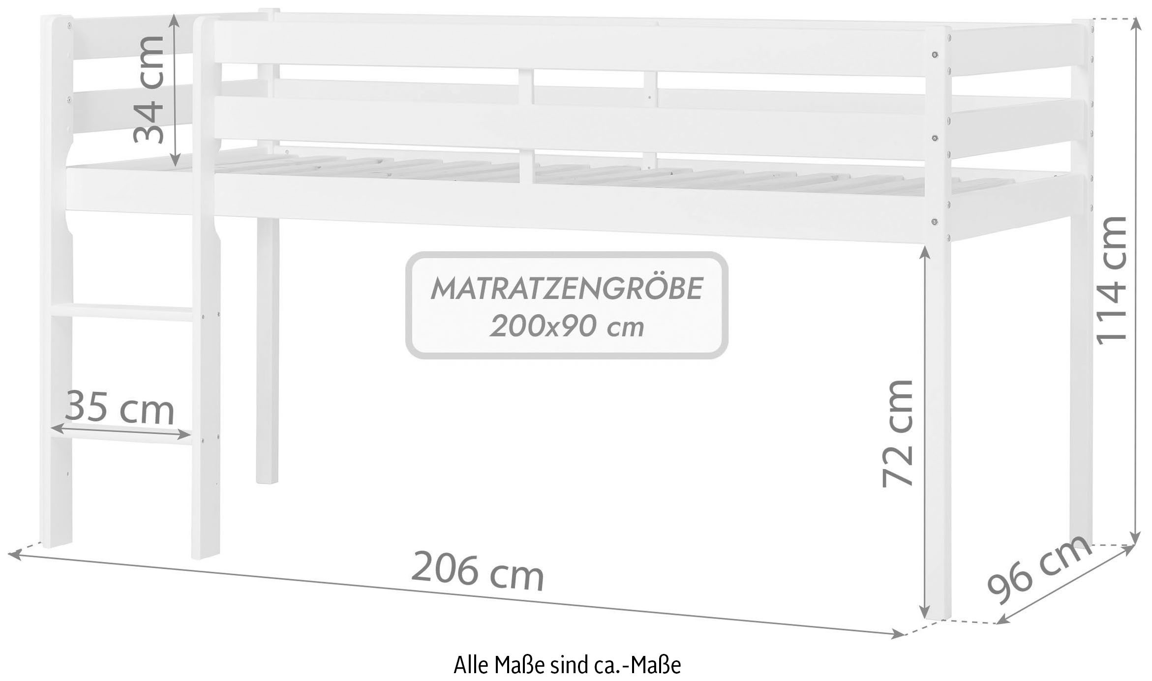 Hoppekids Spielbett »ECO COMFORT, Hochbett, in 2 Einzelbetten teilbar«, Höhe 72cm, Farbe & Größe & Matratze