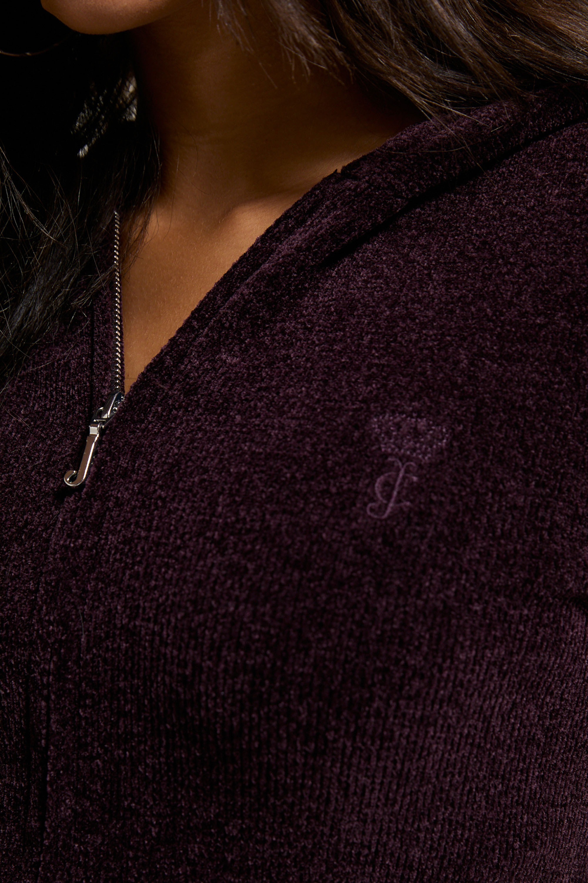 Juicy Couture Kapuzennickijacke »MAYA KNIT HOODIE Damen« mit Kapuze Trainingsjacke Damen, Sweatjacke mit Kapuze, Strick, mit Glitzer, Sale
