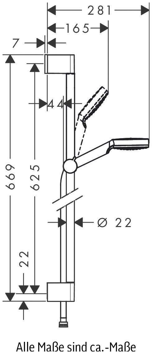 hansgrohe Brausegarnitur »Crometta«, (Komplett-Set), 10cm, mit Duschstange 65cm, Weiß/chrom