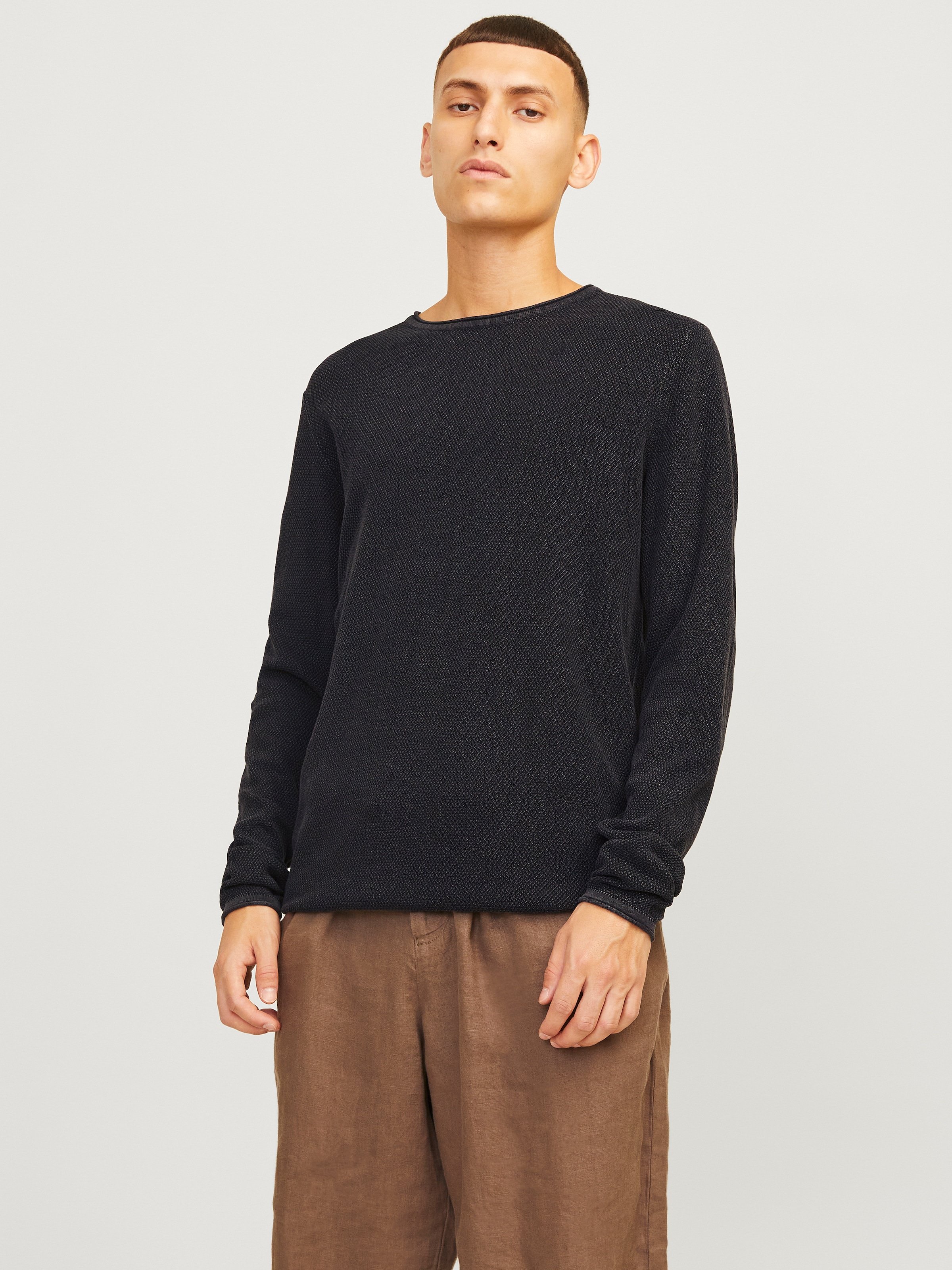 Jack & Jones Rundhalspullover "JJDEAN KNIT CREW NECK AW24", in gewaschener Optik