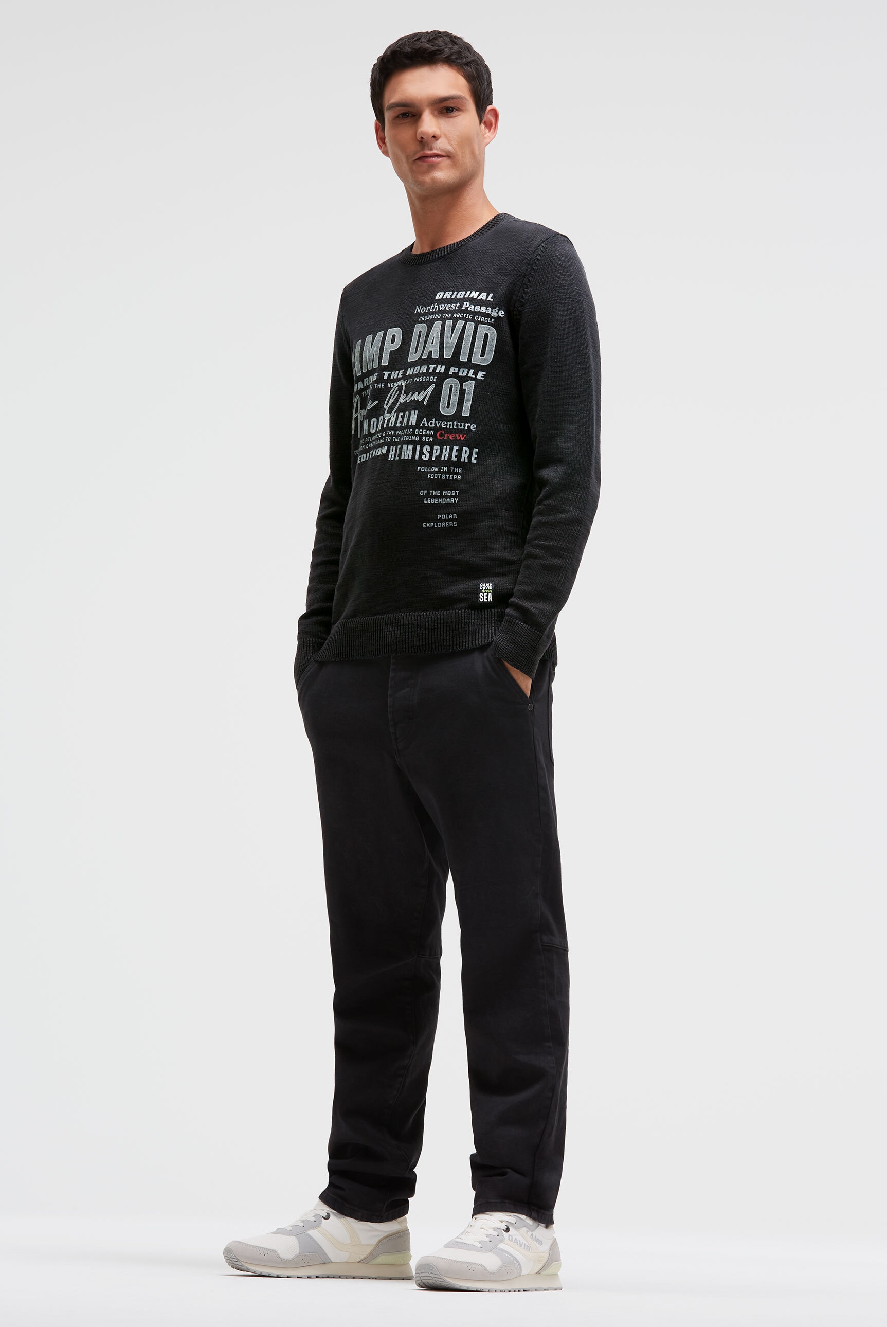 CAMP DAVID Rundhalspullover aus Baumwolle