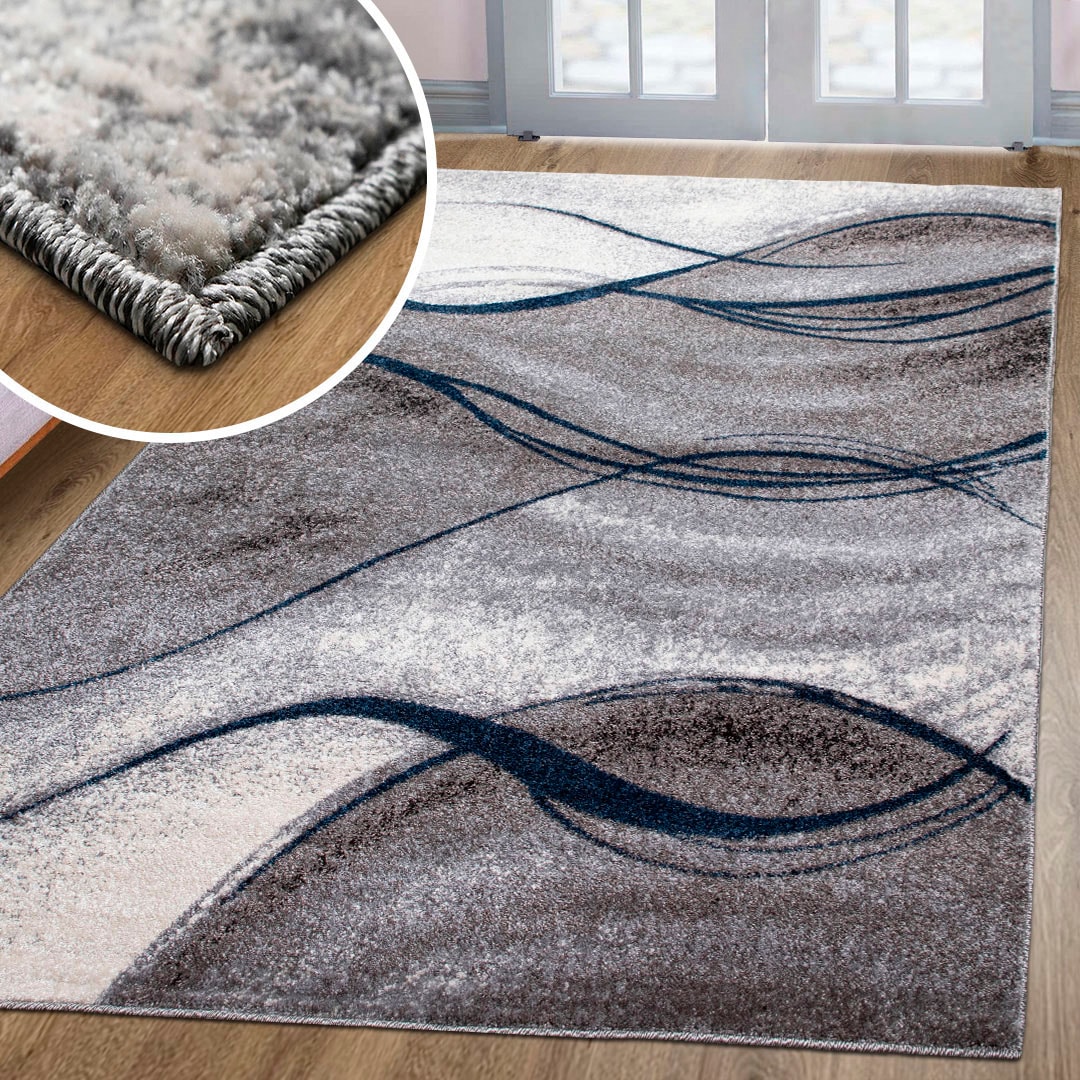 Home affaire Teppich »Tritom«, rechteckig, mit besonders weichem Flor, Kurzflor, modernes Wellen Muster