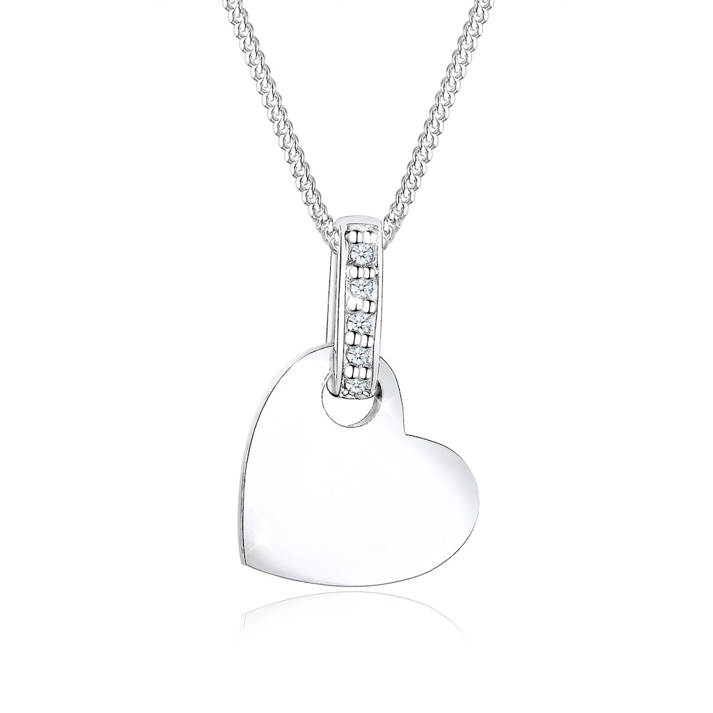 Elli DIAMONDS Collierkettchen »Herz Liebe Diamant (0.025 ct.) 925 Silber«