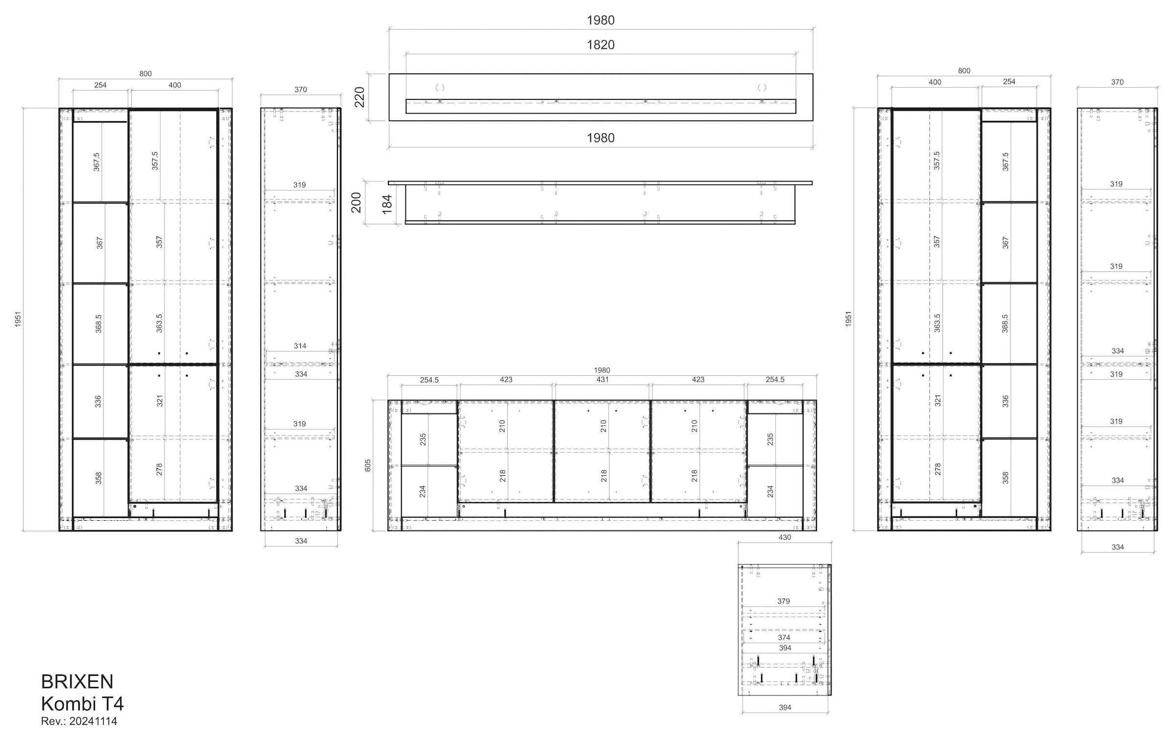 INOSIGN Wohnwand »Brixen, moderne Anbauwand, Wohnzimmer-Set, Eiche Evoke Dekor mit Weiß«, (Set, 4 St.), enthält Stauraumelemente, Lowboard und Wandboard