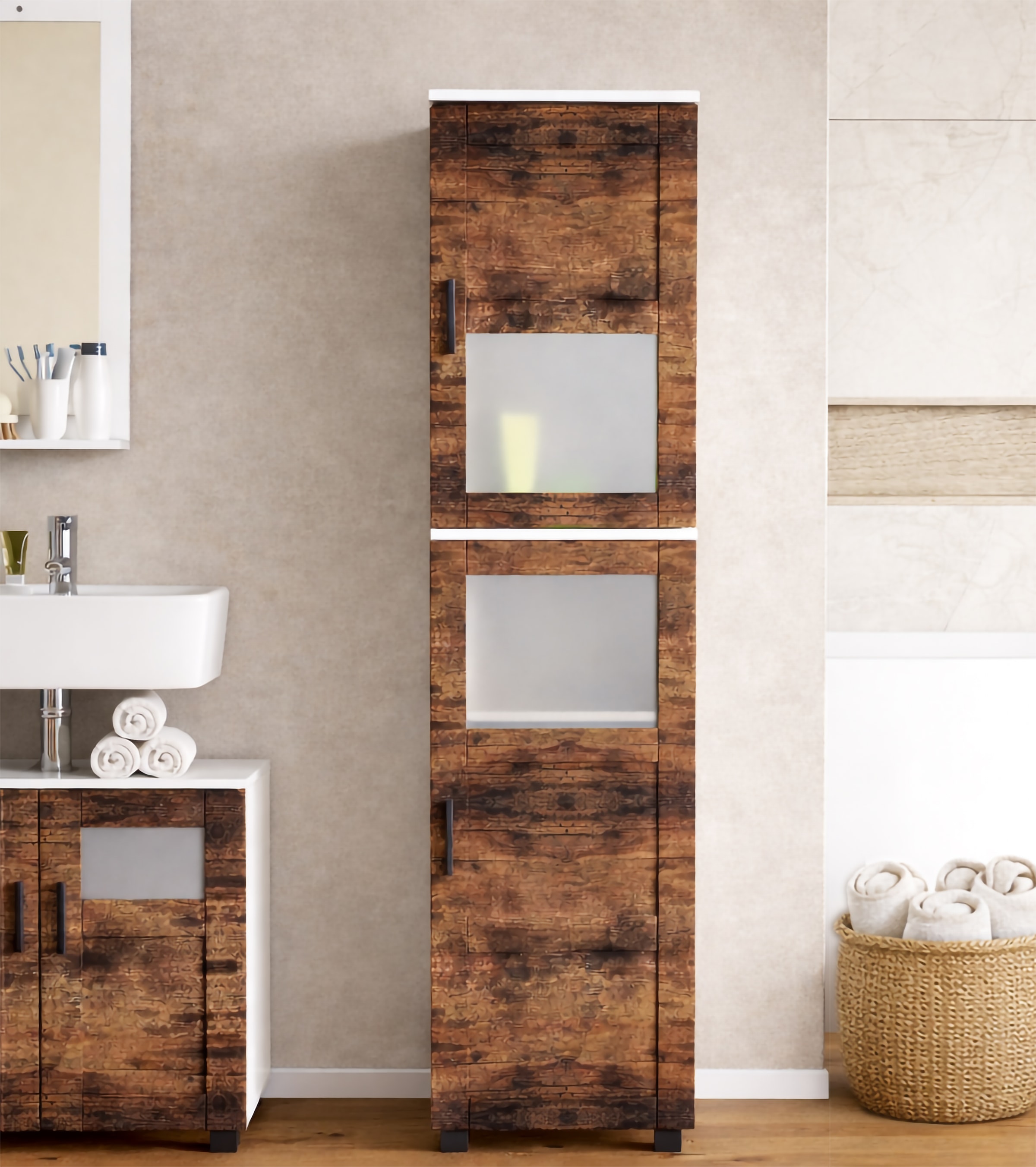 VCM Hochschrank »Holz Badmöbel Badschrank Hochschrank Nilari« 1 Stk. tlg.