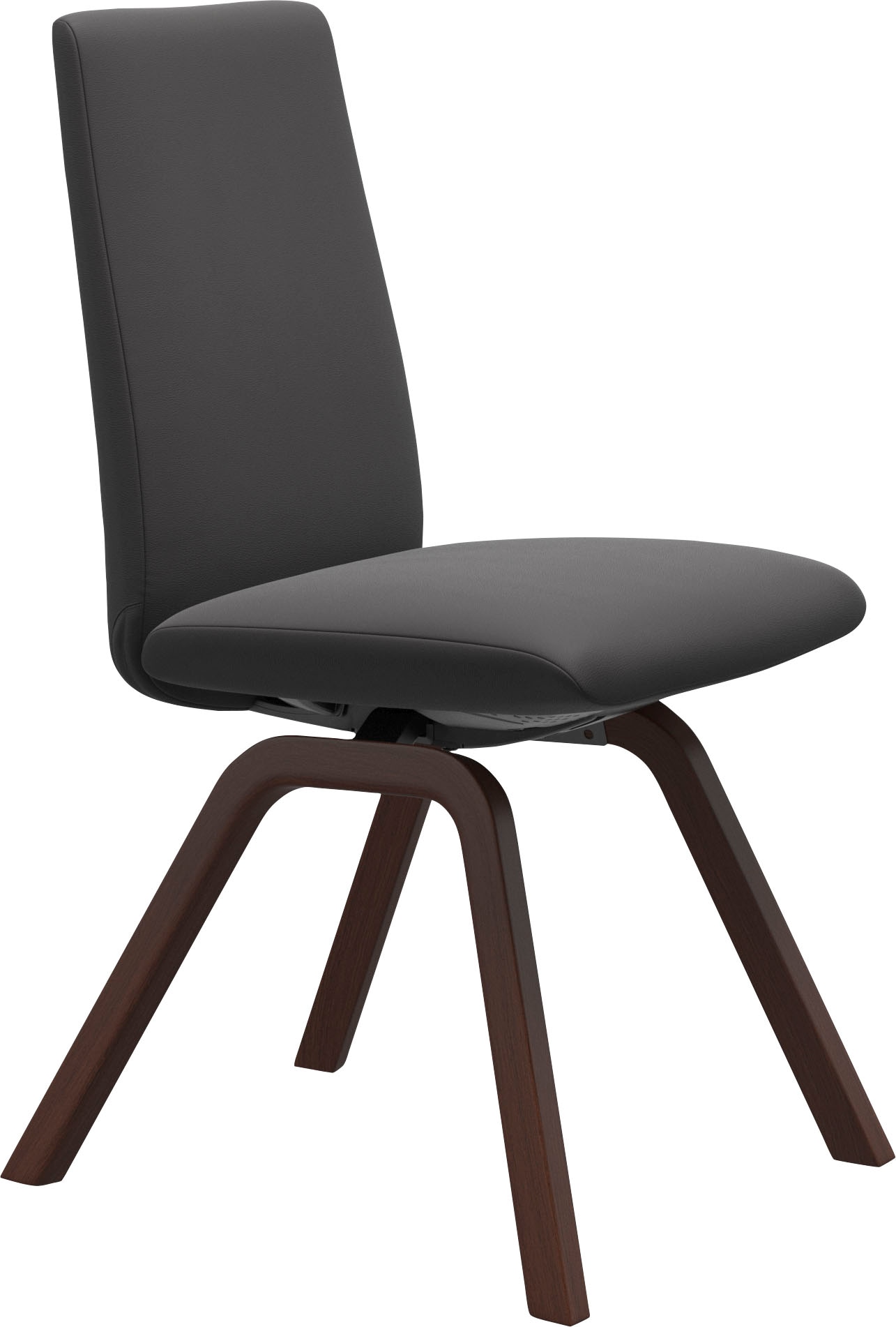 Polsterstuhl STRESSLESS "Laurel", grau (rock paloma, walnuss), B:49cm H:92cm T:59cm, Leder PALOMA: PALOMA ist ein durchgefärbtes Semianilin-Möbelleder mit natürlicher Narbung., Stühle, Polsterstuhl, Low Back, Größe M, mit schräggestellten Beinen in Walnus