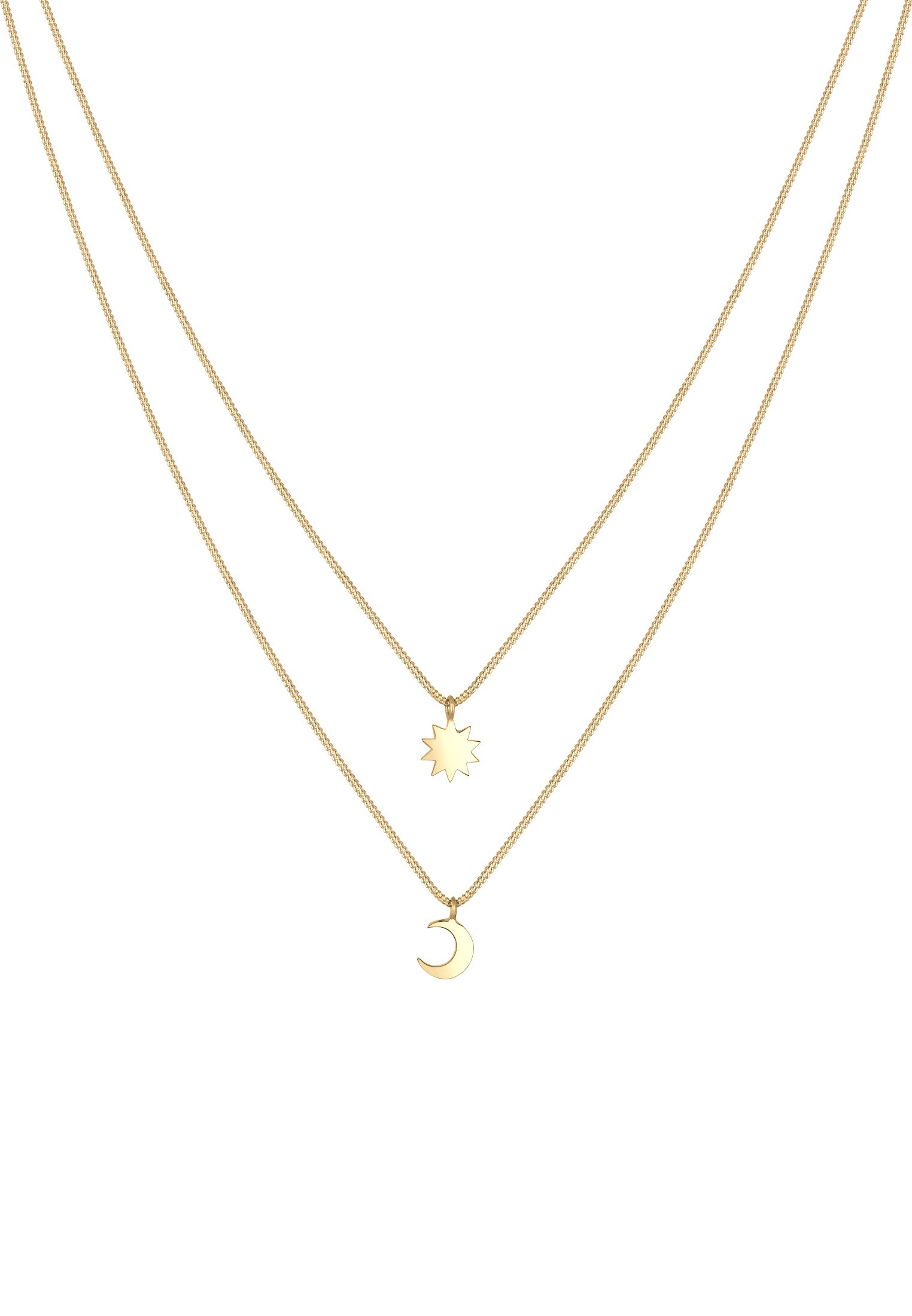 Elli Gliederkette »Layer Halbmond Sonne 925 Sterling Silber vergoldet«