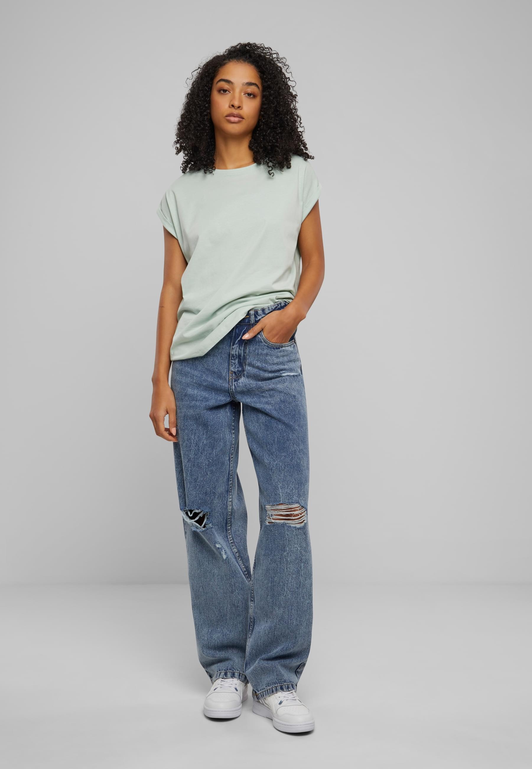 URBAN CLASSICS Kurzarmshirt »Urban Classics Damen Ladies Extended Shoulder Tee«, (1 tlg.)