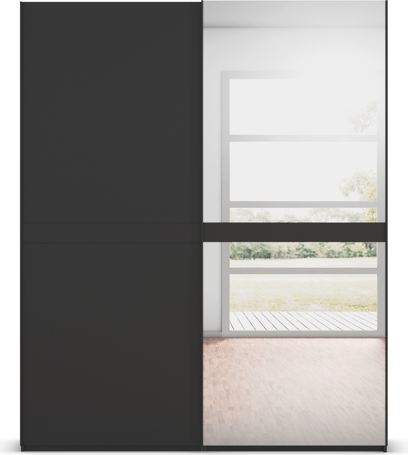 rauch Schwebetürenschrank »Kleiderschrank Schrank Garderobe Schlafzimmerschrank SCALE-LINE«, edle Optik mit Bauchbinde in Korpusfarbe mit Spiegel MADE IN GERMANY