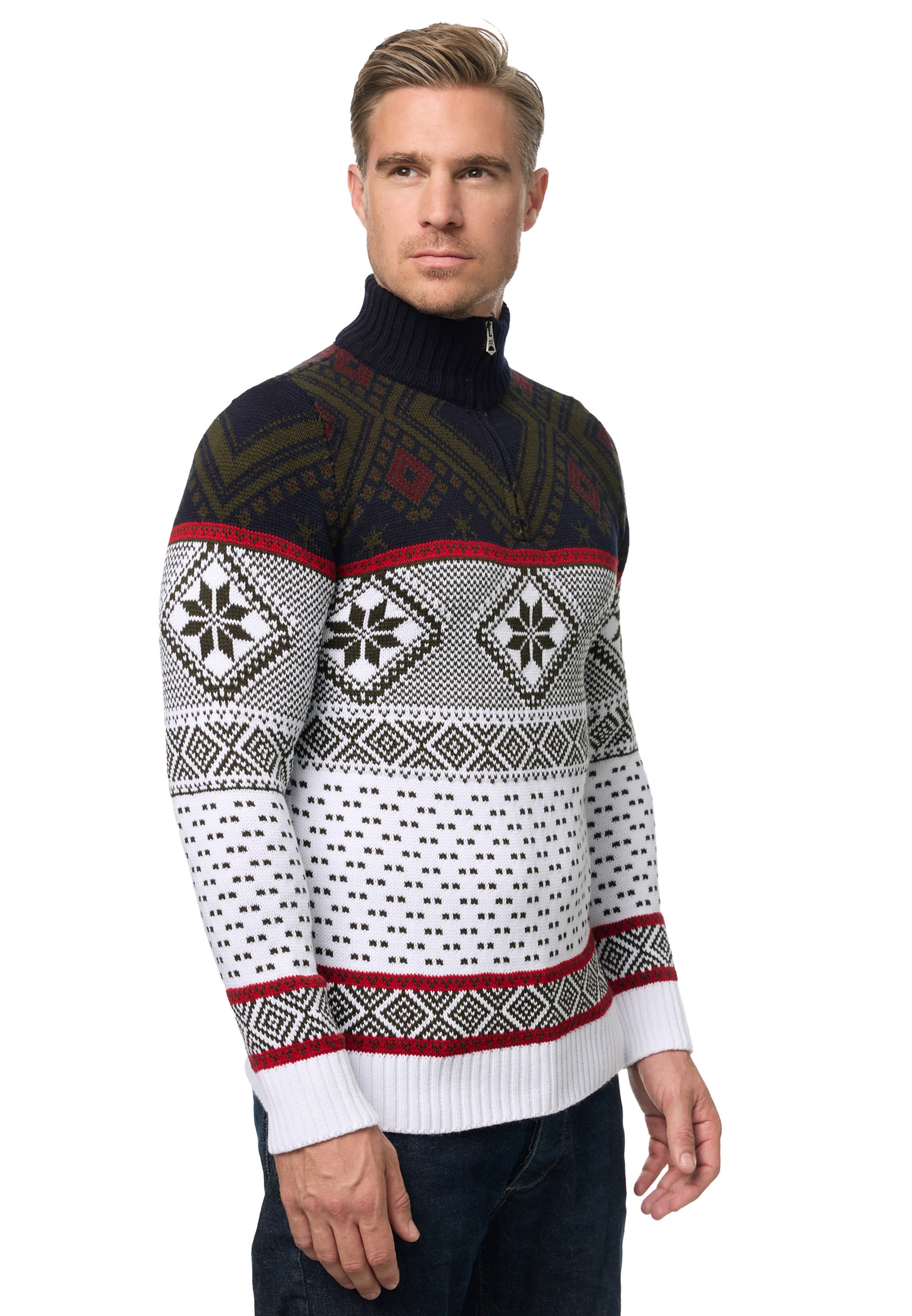 Rusty Neal Strickpullover, mit winterlichem Muster