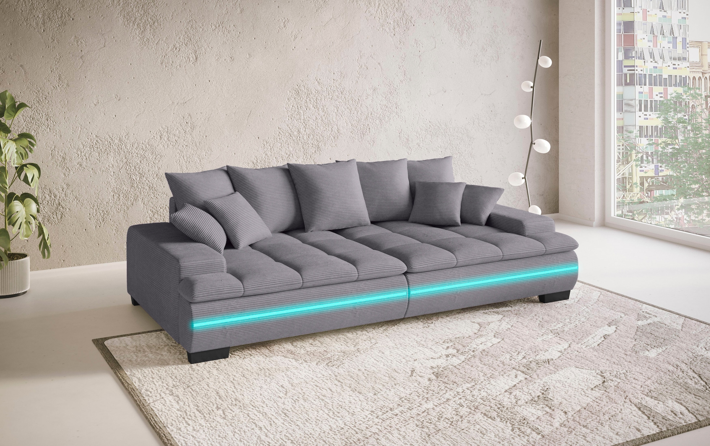 Mr. Couch Big-Sofa »Haiti II RGB-LED«, RGB-LED Beleuchtung, mit Handwerklich gearbeiteter Komfort-Steppung