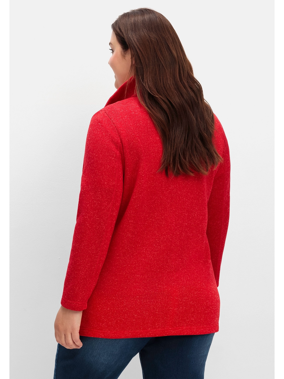 Sheego Fleecejacke »Große Größen«, ohne Kapuze, aus meliertem Strickfleece