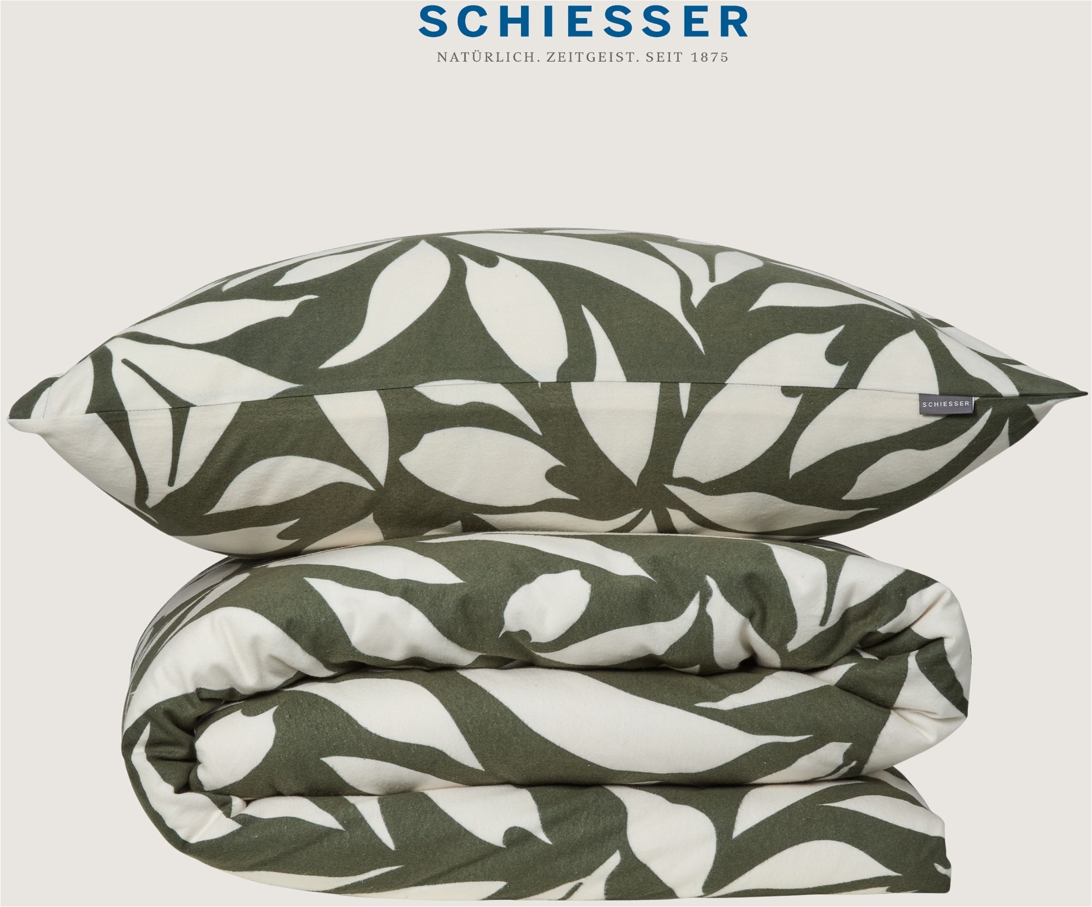 Schiesser Bettwäsche »Leaf aus weichem Baumwollflanell mit floralem Muster«, Made in Green