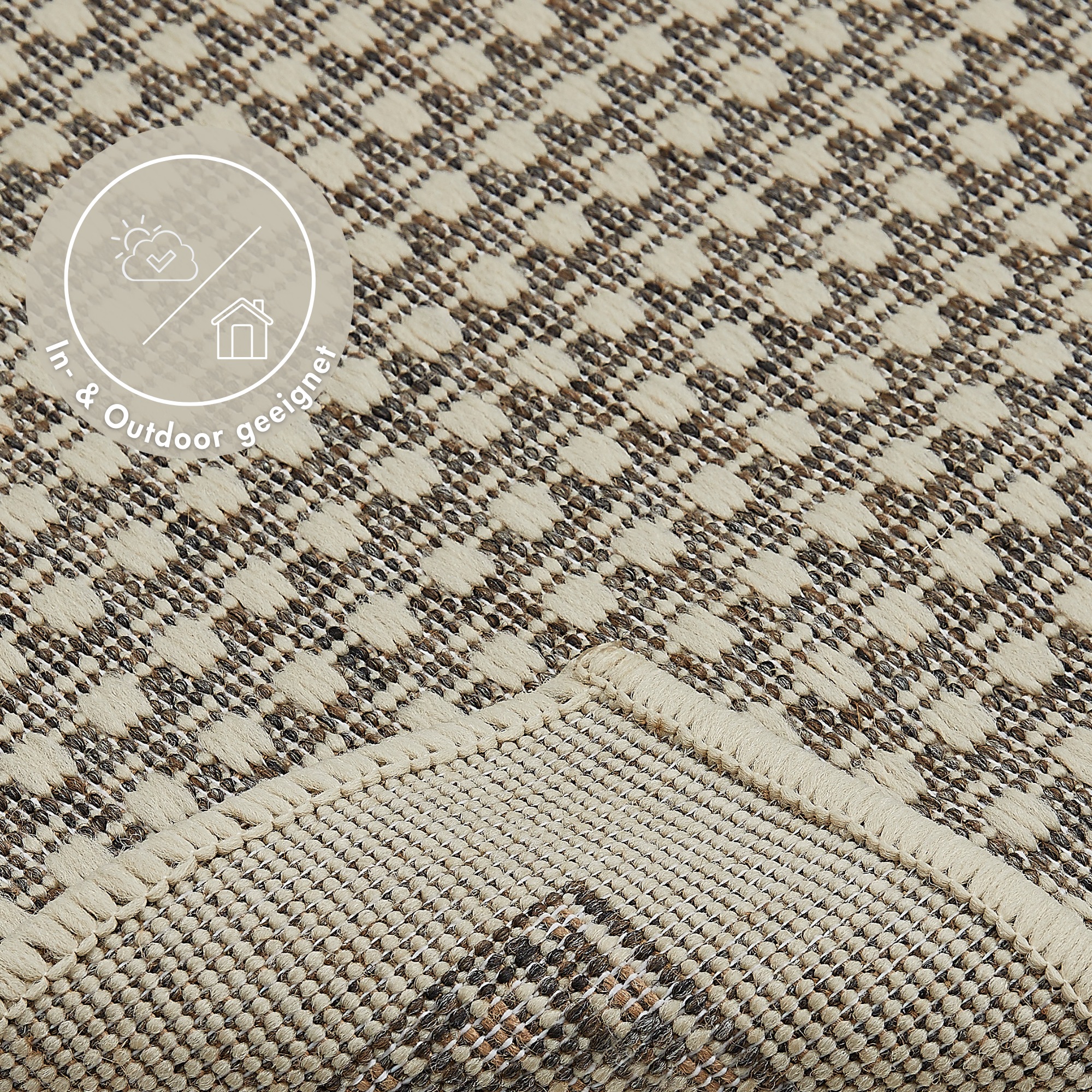 Teppich ANDIAMO "Savannah" Gr. 1, braun (hellbraun), B:57cm H:4mm L:110cm, Kunstfaser, Teppiche, Teppich, Flachgewebe, In- und Outdoor geeignet, Wohnzimmer 3
