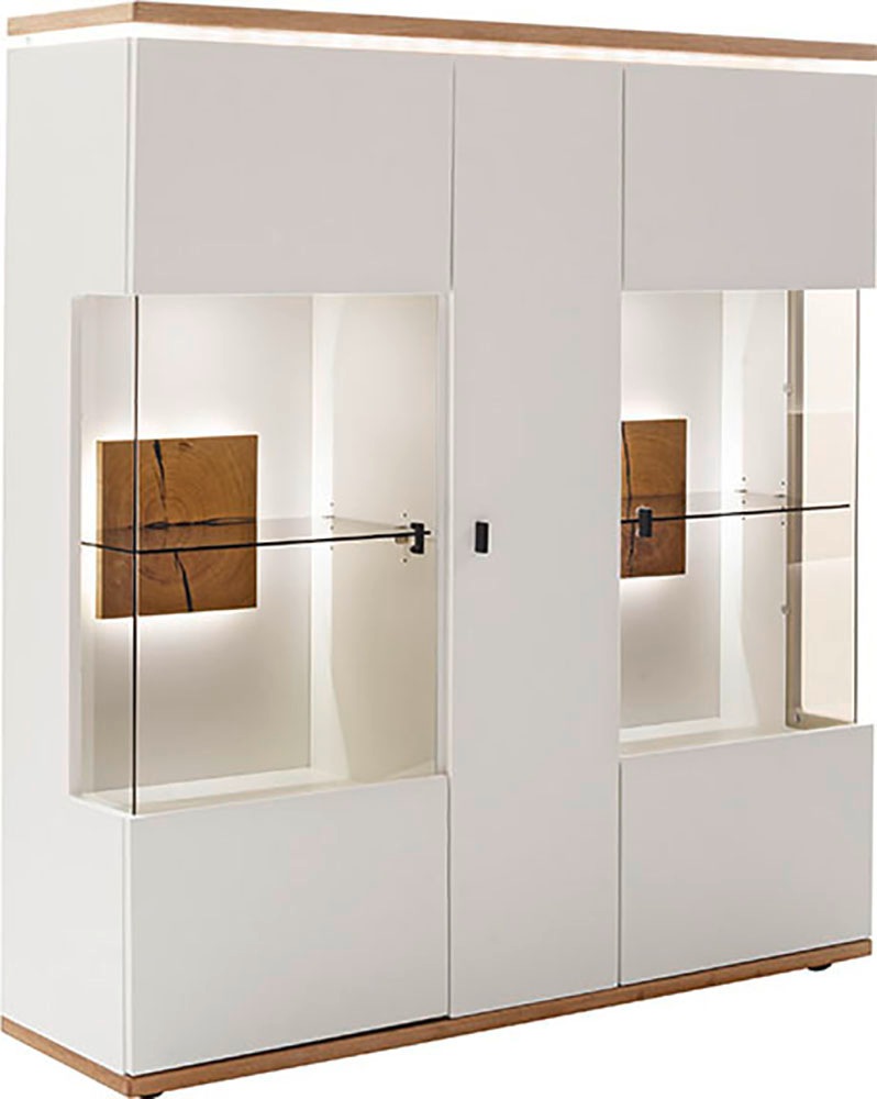 MCA furniture Highboard »Matadi Highboard« 1 Stk. tlg. Highboard, Weiß, Holzabsetzung, 3 Türen, gedämpft, B: 130cm