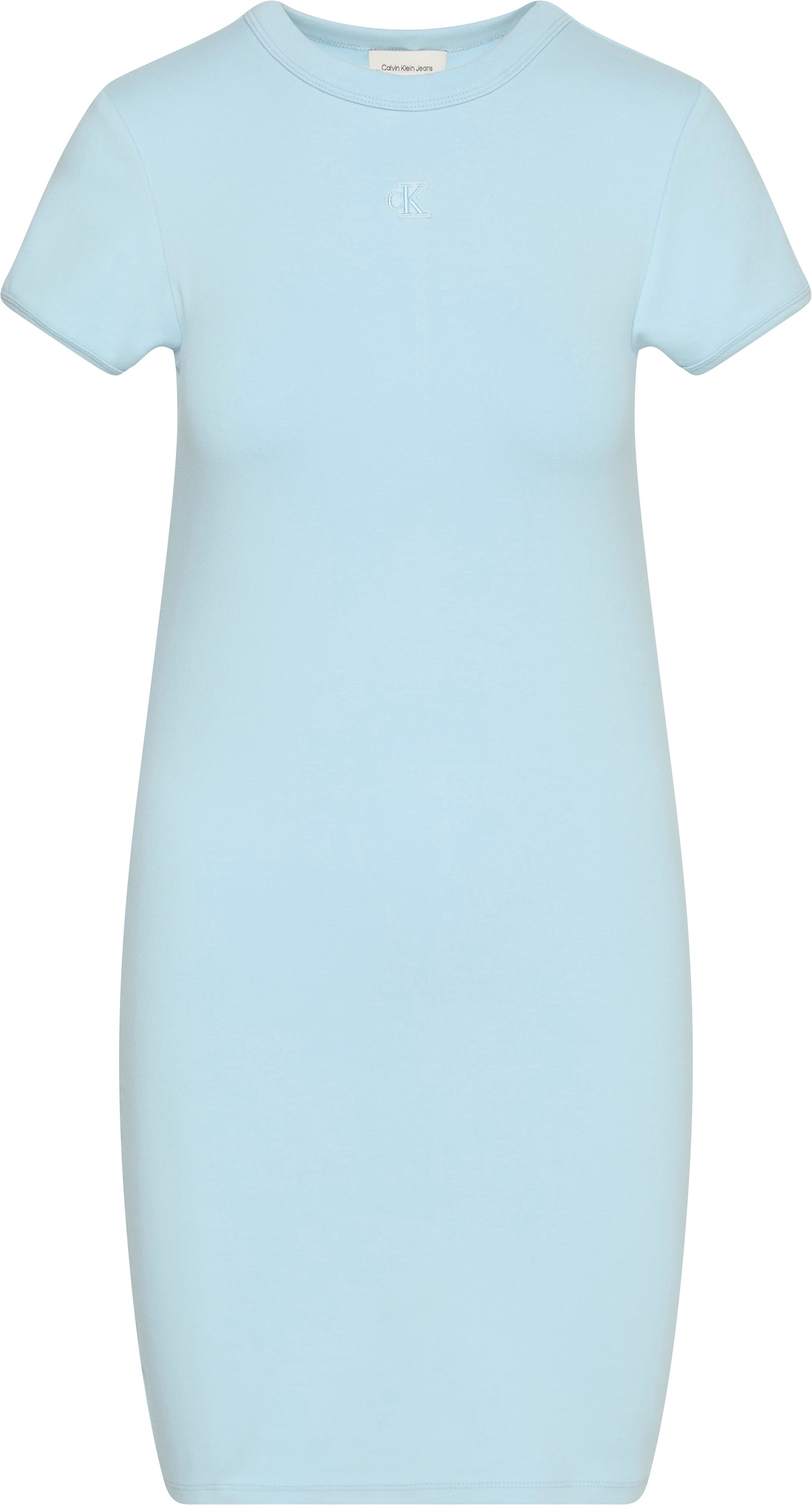 Calvin Klein Jeans Jerseykleid »SS CTN CNTR 1X1 RB S« Ohne Taschen Mit Rundhalsausschnitt