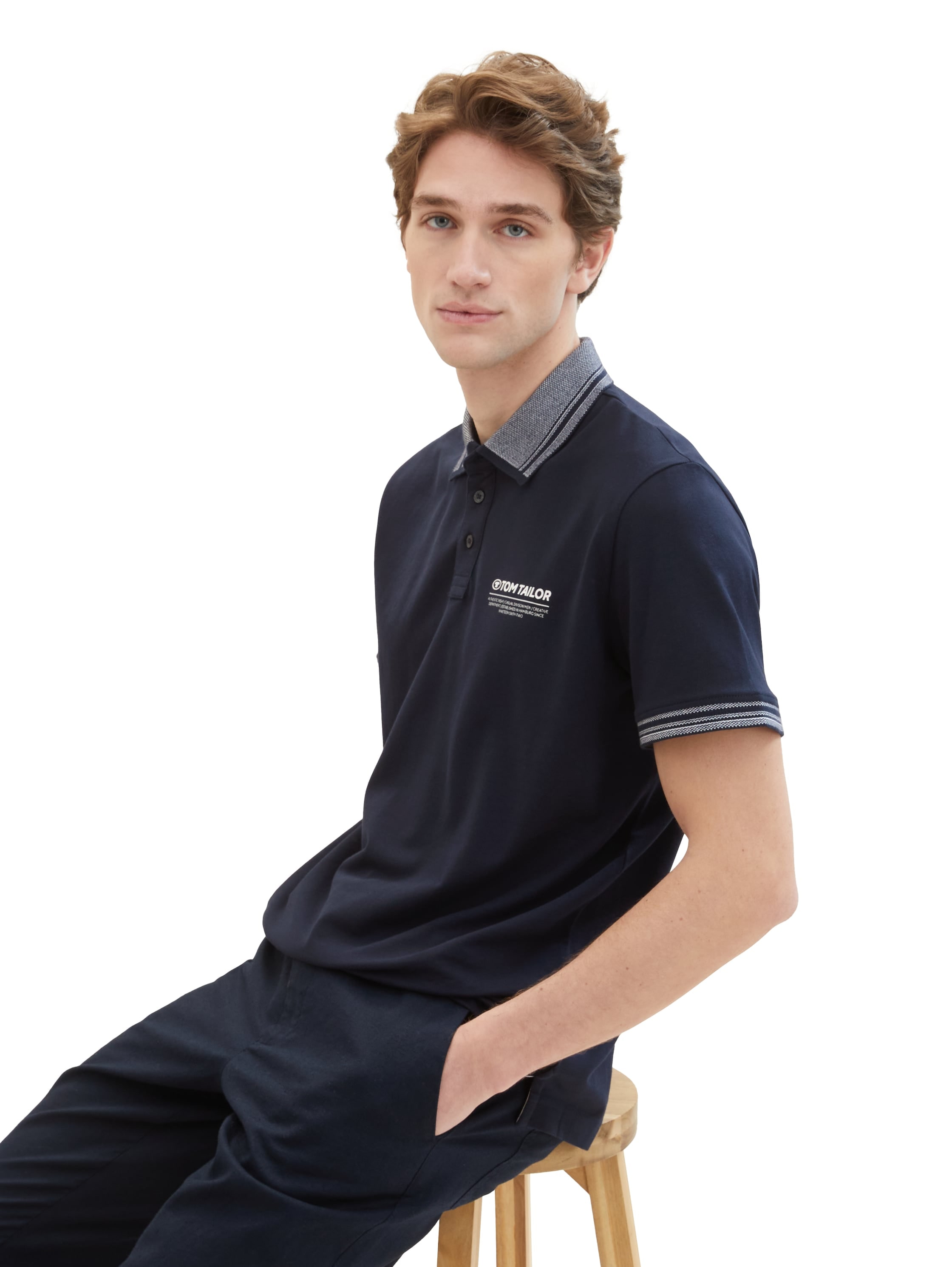 TOM TAILOR Poloshirt, mit Logo-Schriftzug auf der Brust