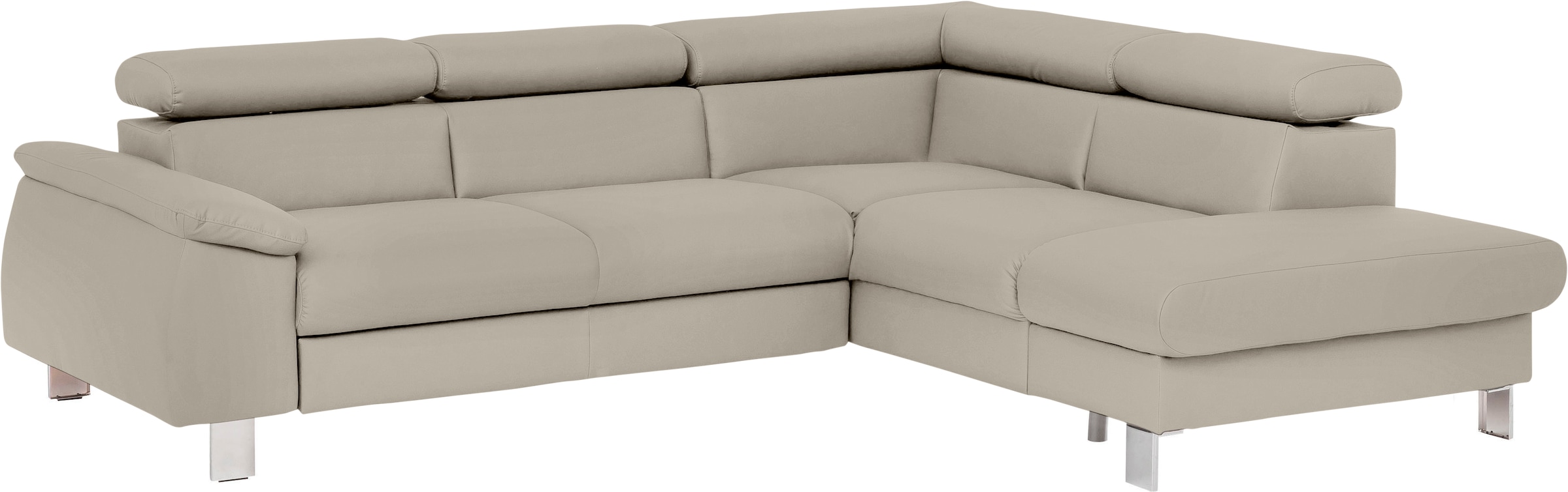 Ecksofa COTTA, B:249cm H:72cm, grau, Microfaser PRIMABELLE (100% Polyester);Kunstleder SOFTLUX;Feinstruktur (100% Polyester);Kunstleder
