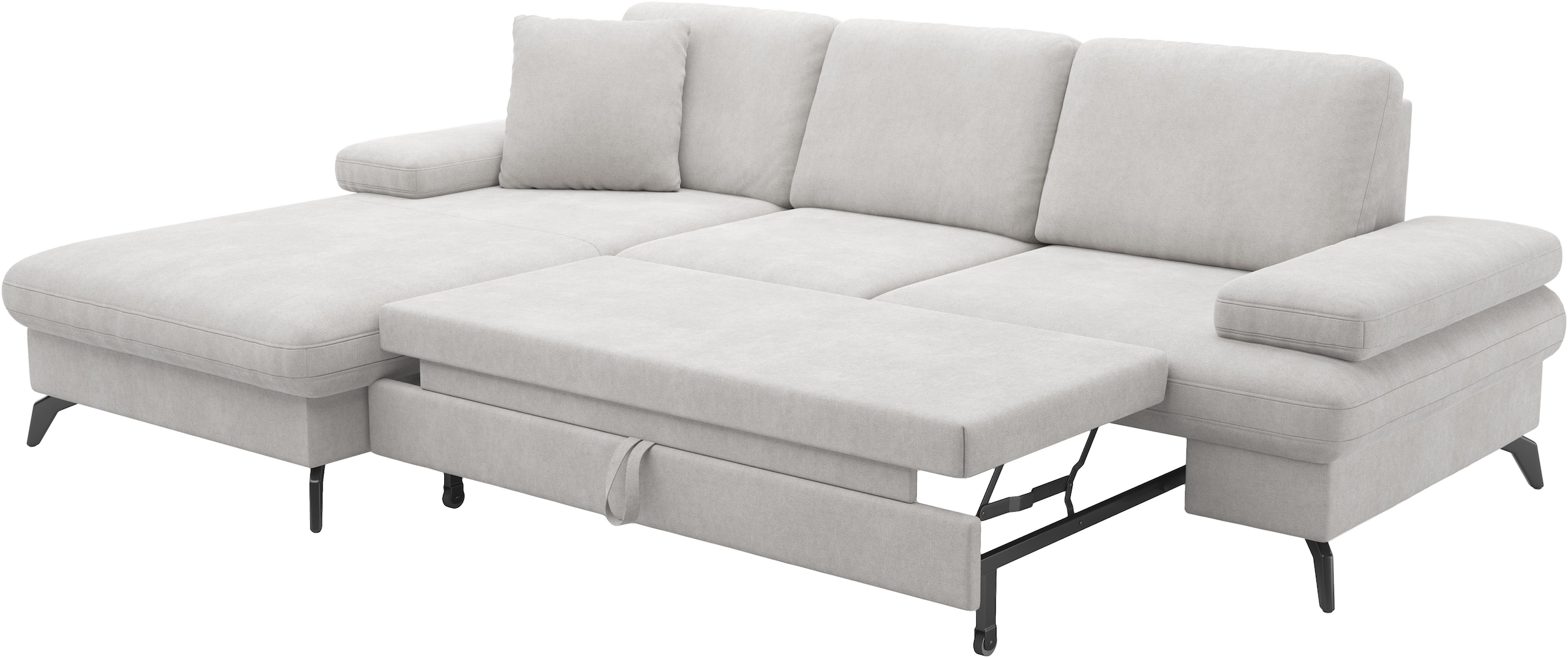 sit&more Ecksofa »Morris L-Form«, mit Bettfunktion, bzw. XXL-Sitzfläche, Armteilverstellung & Zierkissen