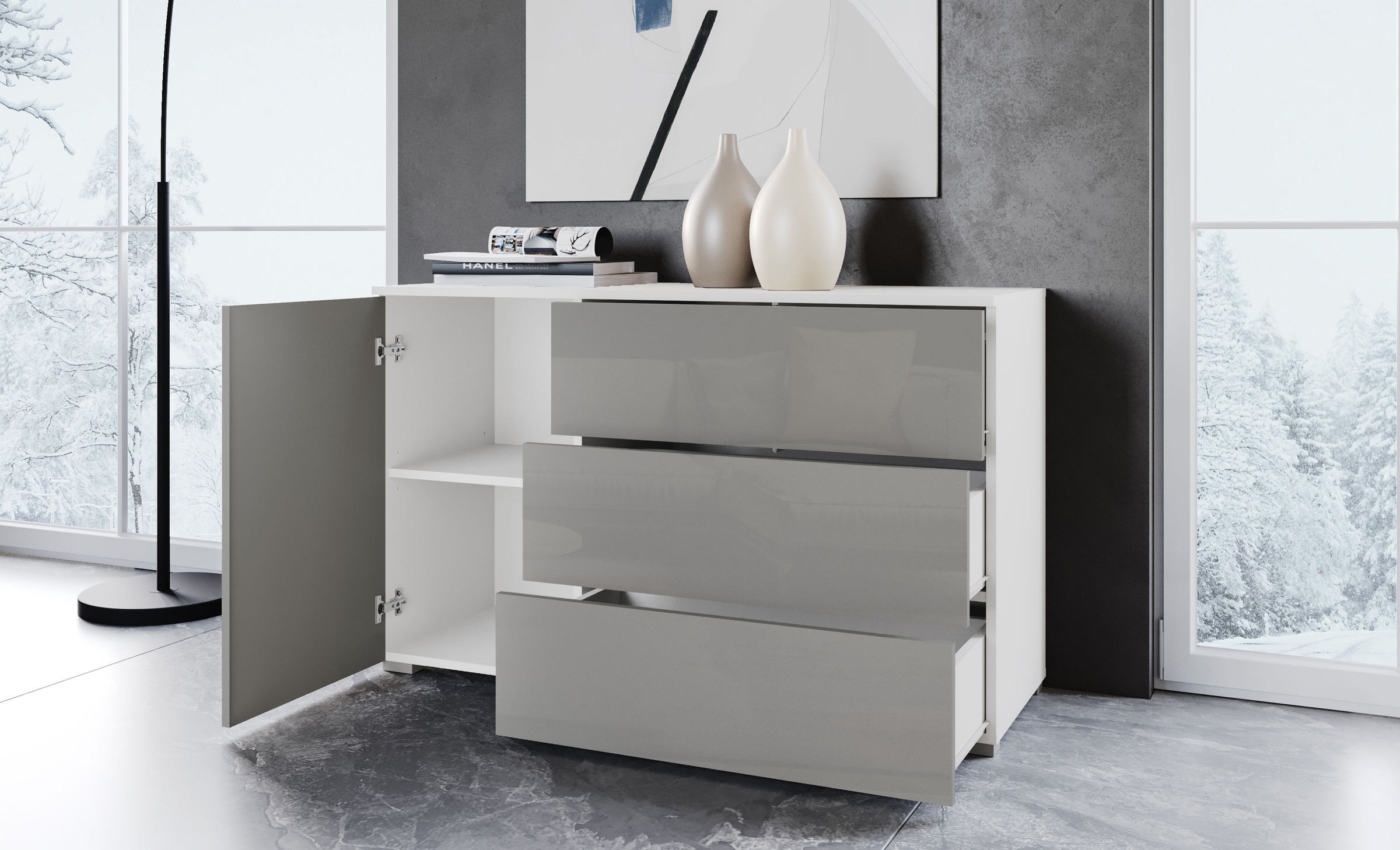 INOSIGN Sideboard "PARIS", (1 St.), Moderne 110cm breite grifflose Kommode, günstig online kaufen