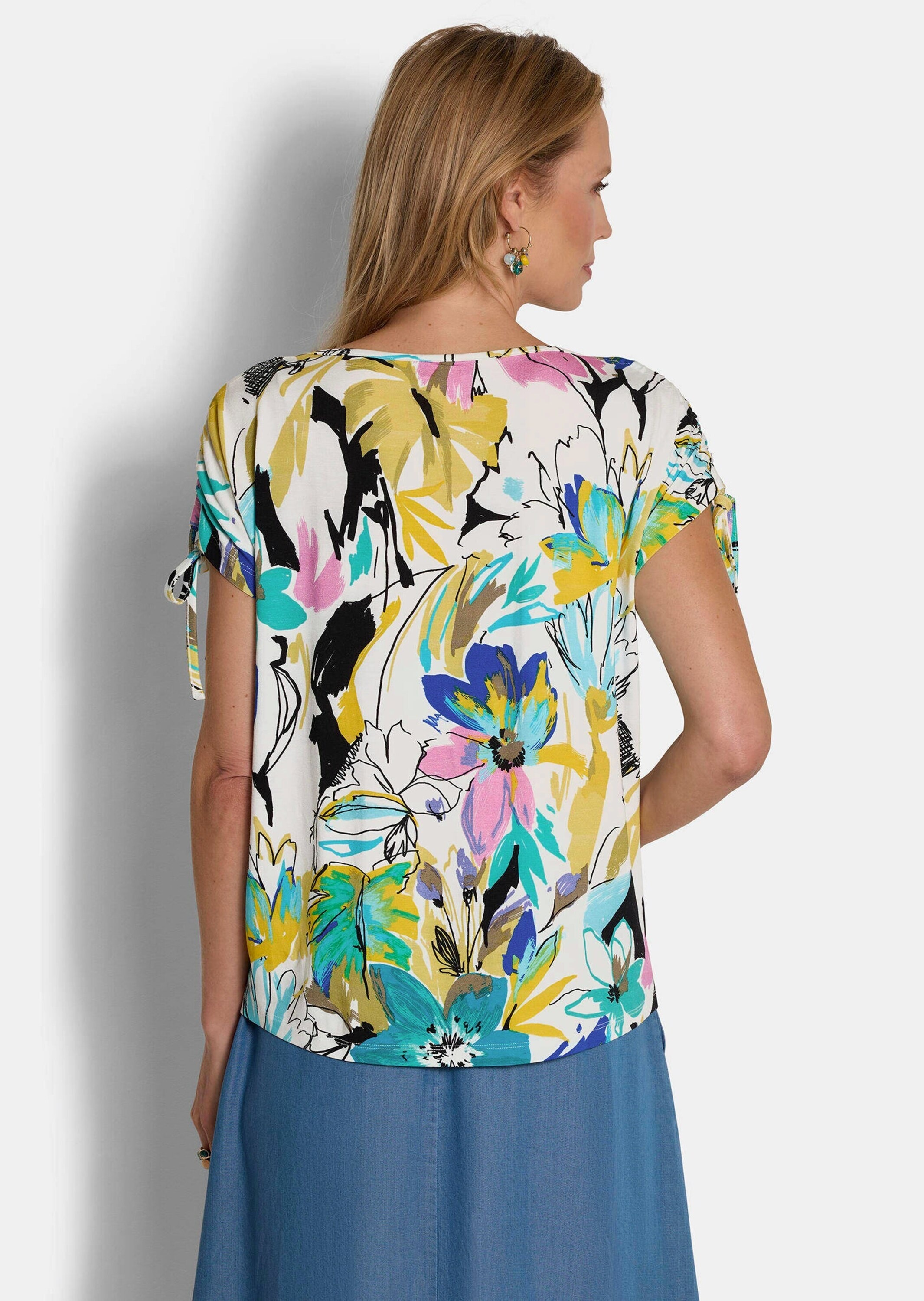 GOLDNER Print-Shirt »Jersey-Shirt mit gerafften Schultern«