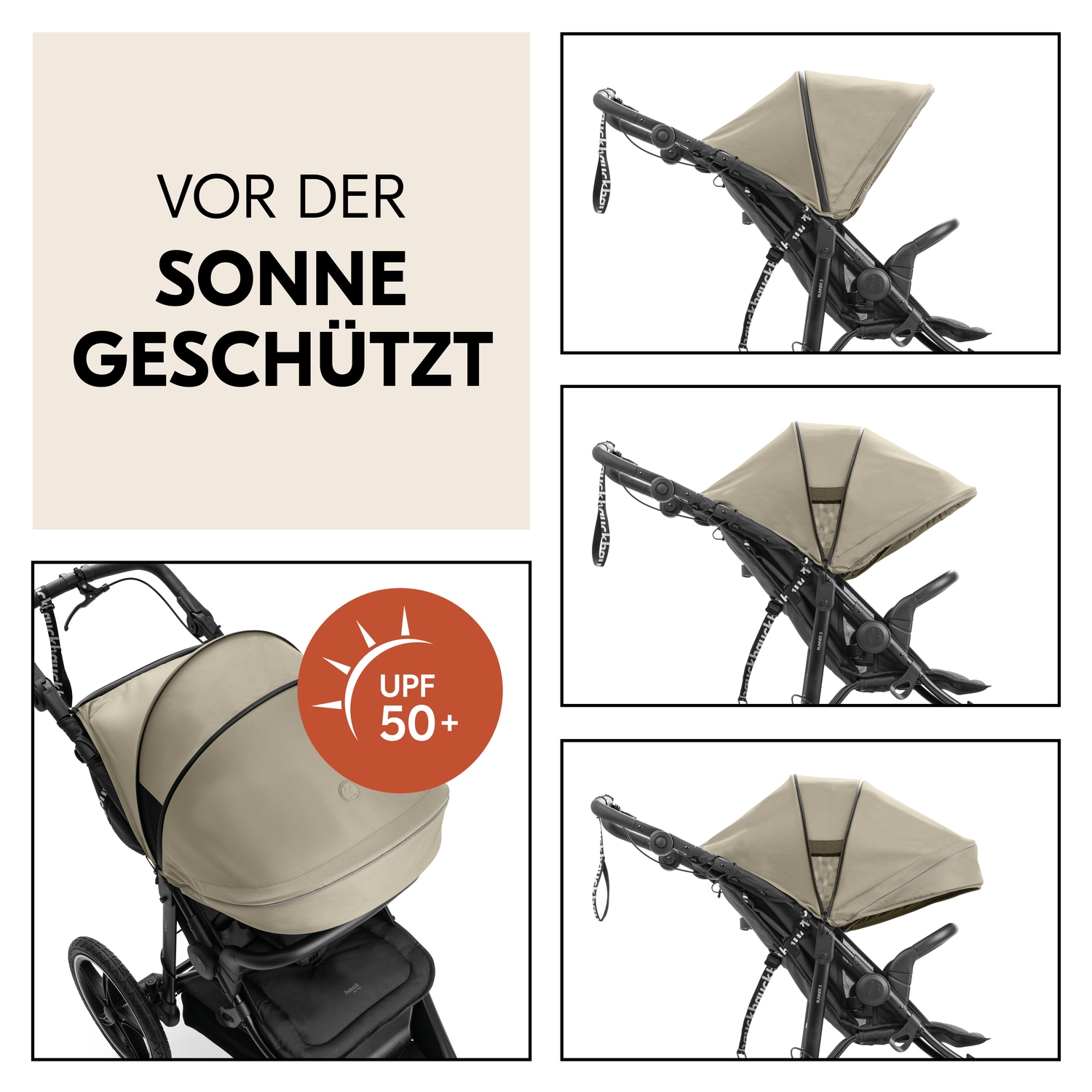 Hauck Dreirad-Kinderwagen »Runner 3, olive«, 22 kg, mit XXL-Lufträdern und Handbremse; bis 22 kg beslastbar