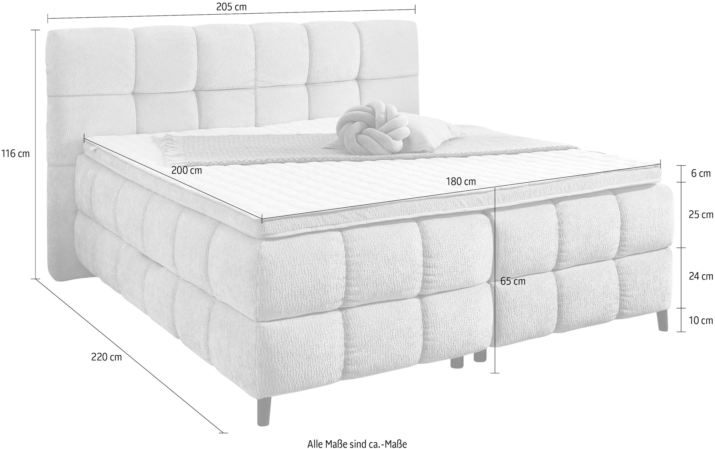Jockenhöfer Gruppe Boxbett »Molly in der Breite 180cm, inkl. Bettkasten« 7-Zonen-TTFK-Matratze, Kaltschaum-Topper, verschiedenen Farben
