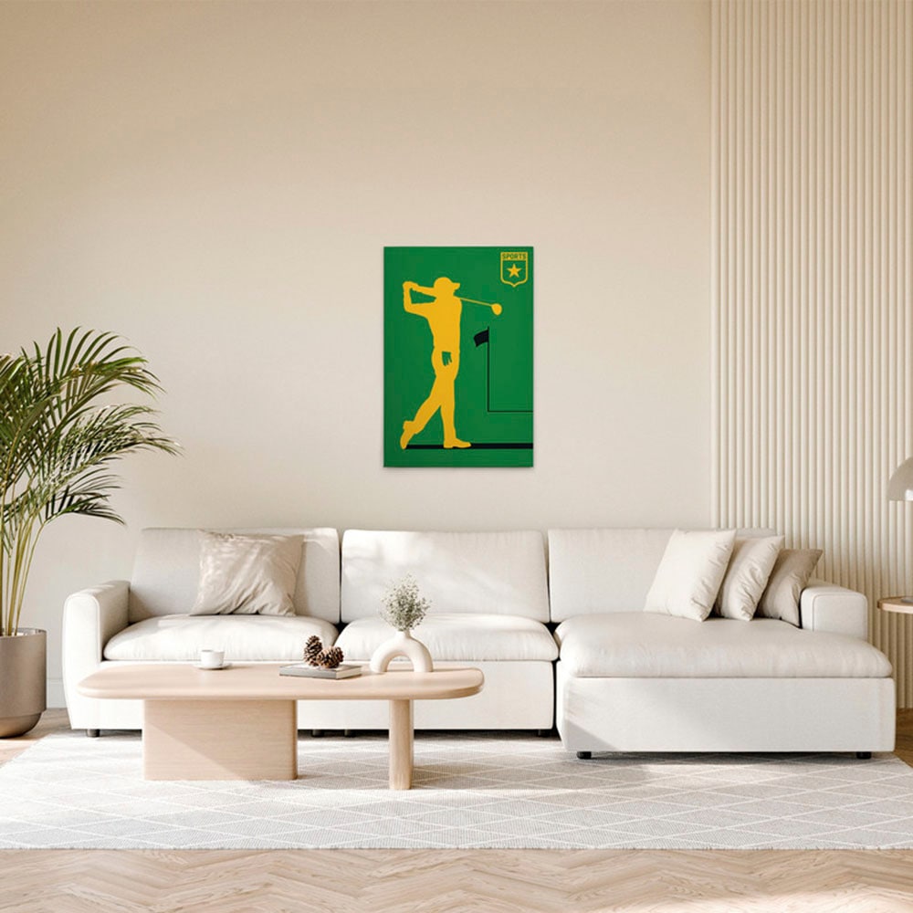 A.S. Création Leinwandbild "Golfplayer - Wandbild Grün Gelb Schwarz Keilrah günstig online kaufen