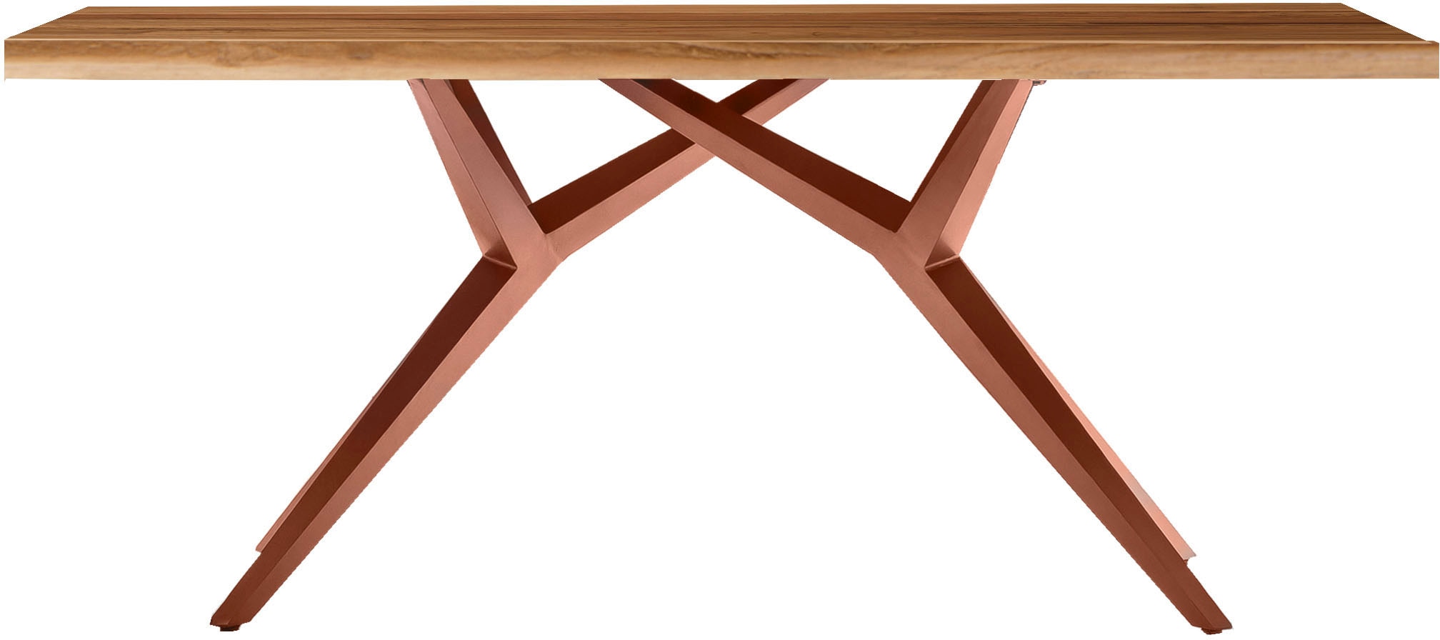 SIT Esstisch "Imola aus recyceltem Teak & extravagantem Metallgestell" 50 mm starke Teakplatte mit außergewöhnlichem Sonnenmuster