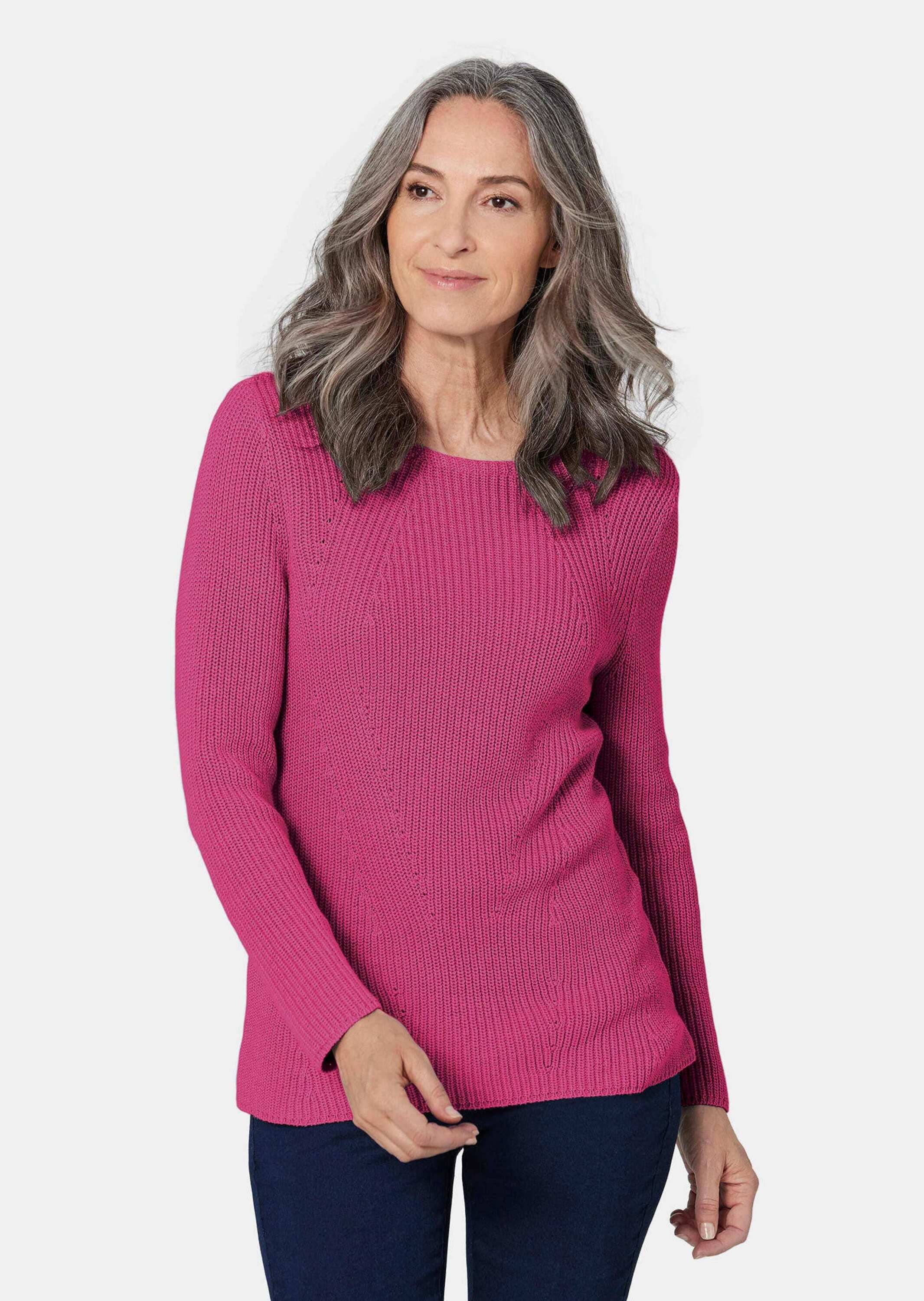 GOLDNER Strickpullover »Pullover Figurschmeichelnder Pullover aus reiner Baumwolle«