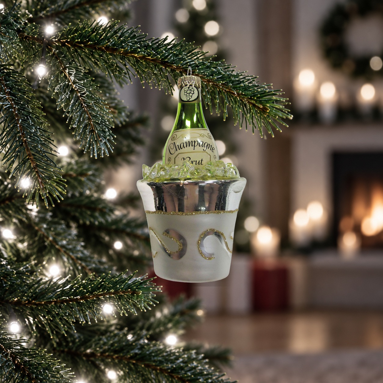 Krebs Glas Lauscha Christbaumschmuck »Champagner mit Kühler« Glas, 1 Stück