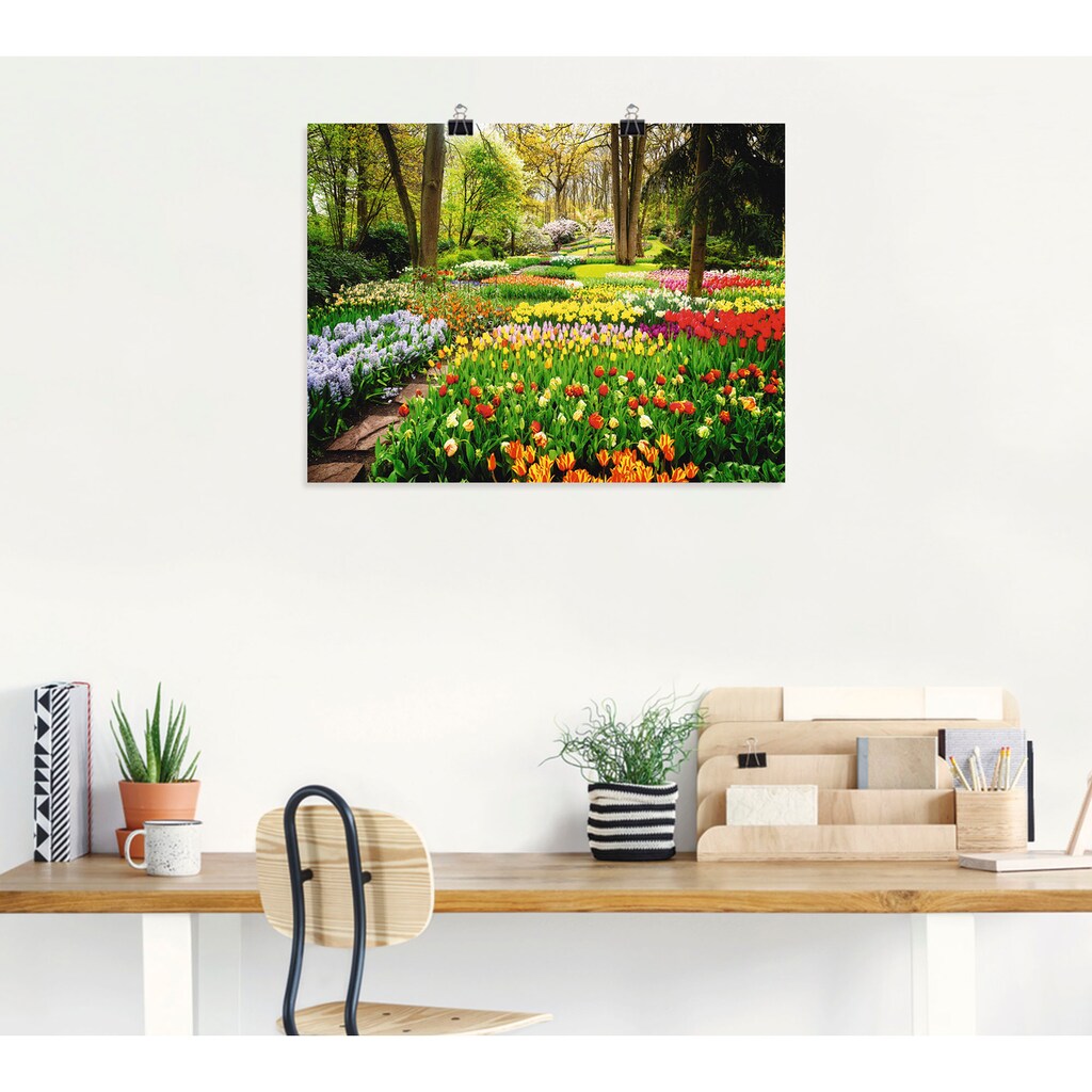 Artland Wandbild »Tulpen Garten Frühling«, Blumenwiese, (1 St.), als Alubild, Outdoorbild, Leinwandbild, Poster, Wandaufkleber