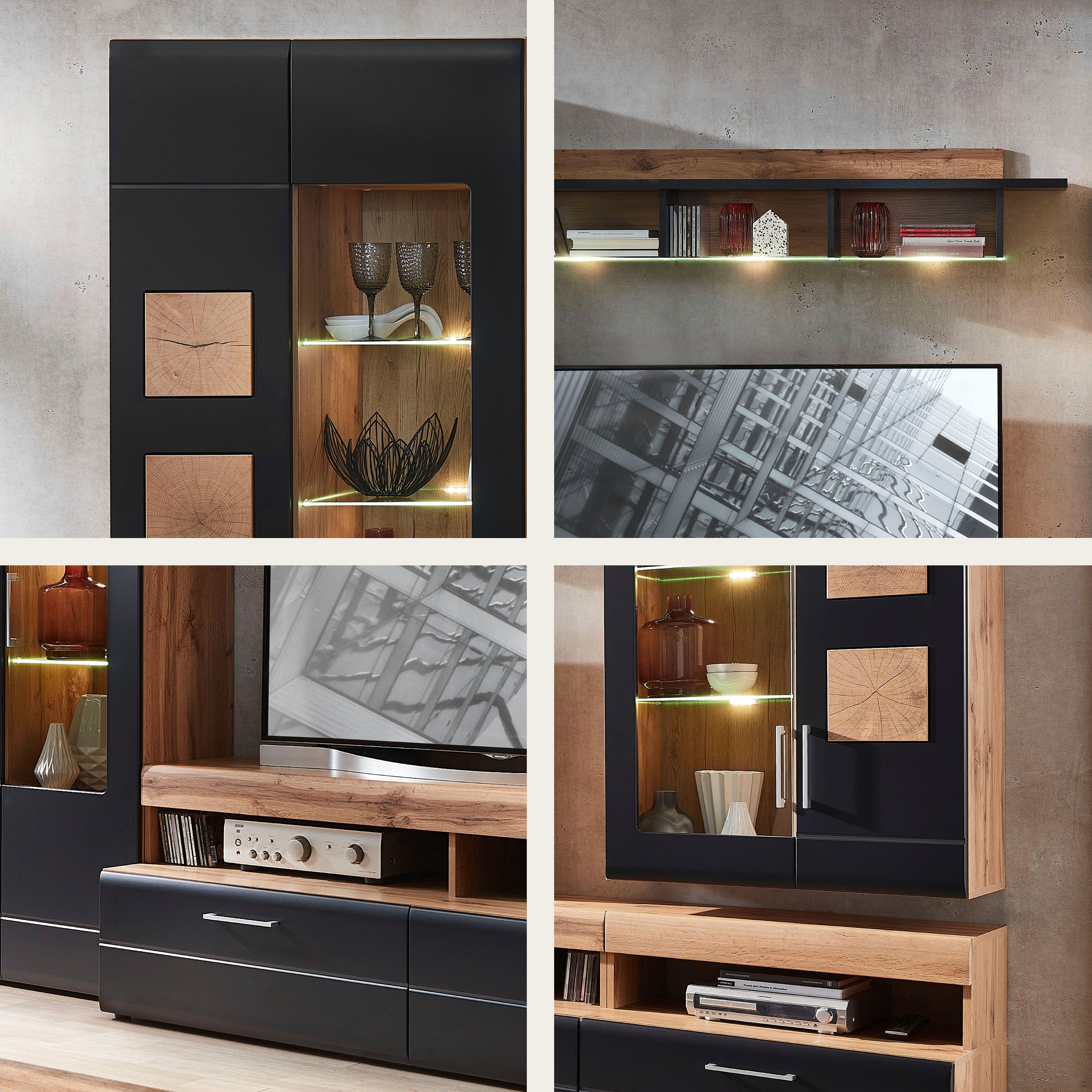 Innostyle Wohnwand »Sonate, TOPSELLER!«, (Komplett-Set, 5 St., Wohnwand), inkl. LED-Beleuchtung