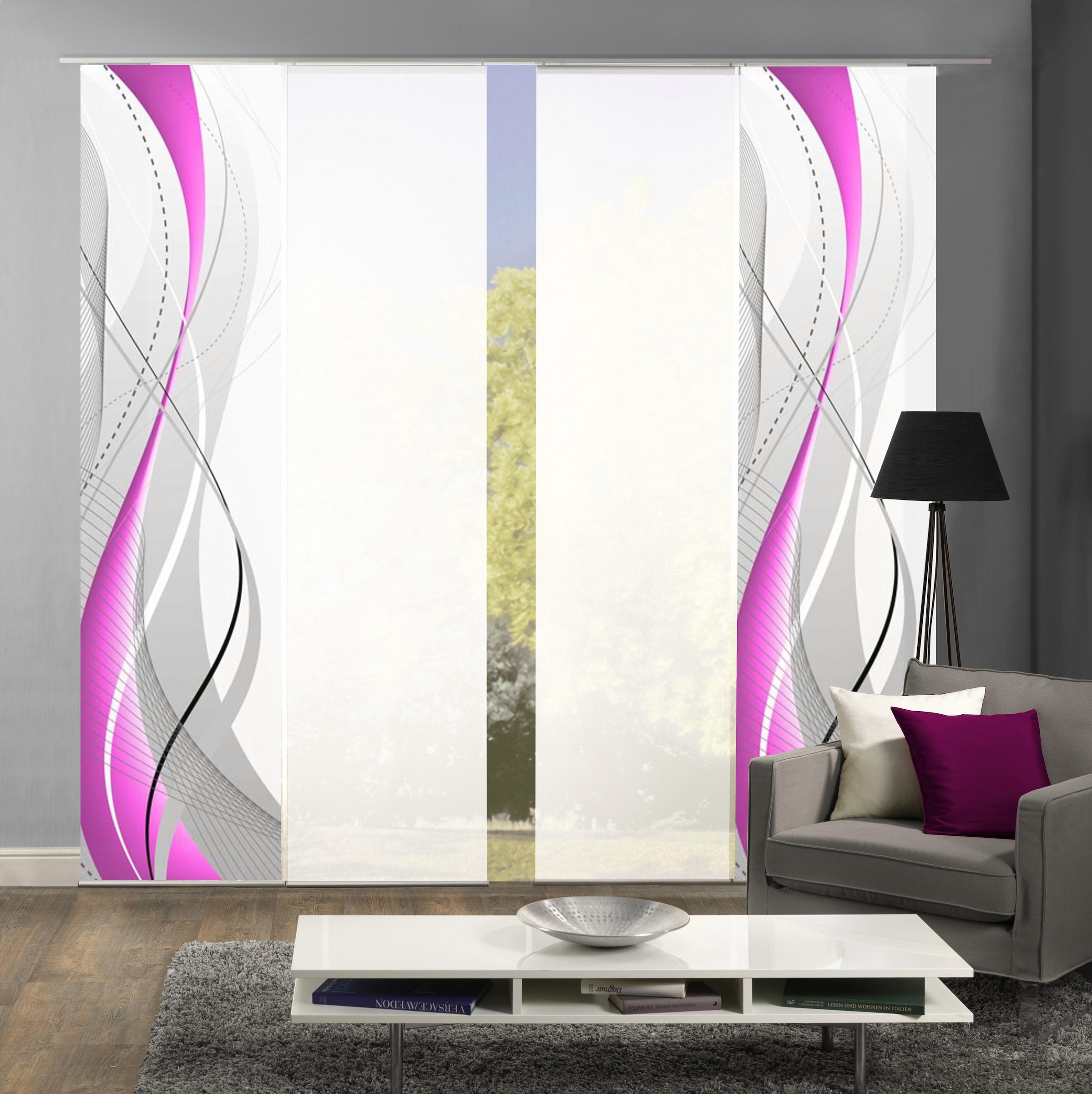 HOME WOHNIDEEN Schiebegardine "WUXi" Klettband 4 Stk. tlg. HxB: 245x60, ink günstig online kaufen