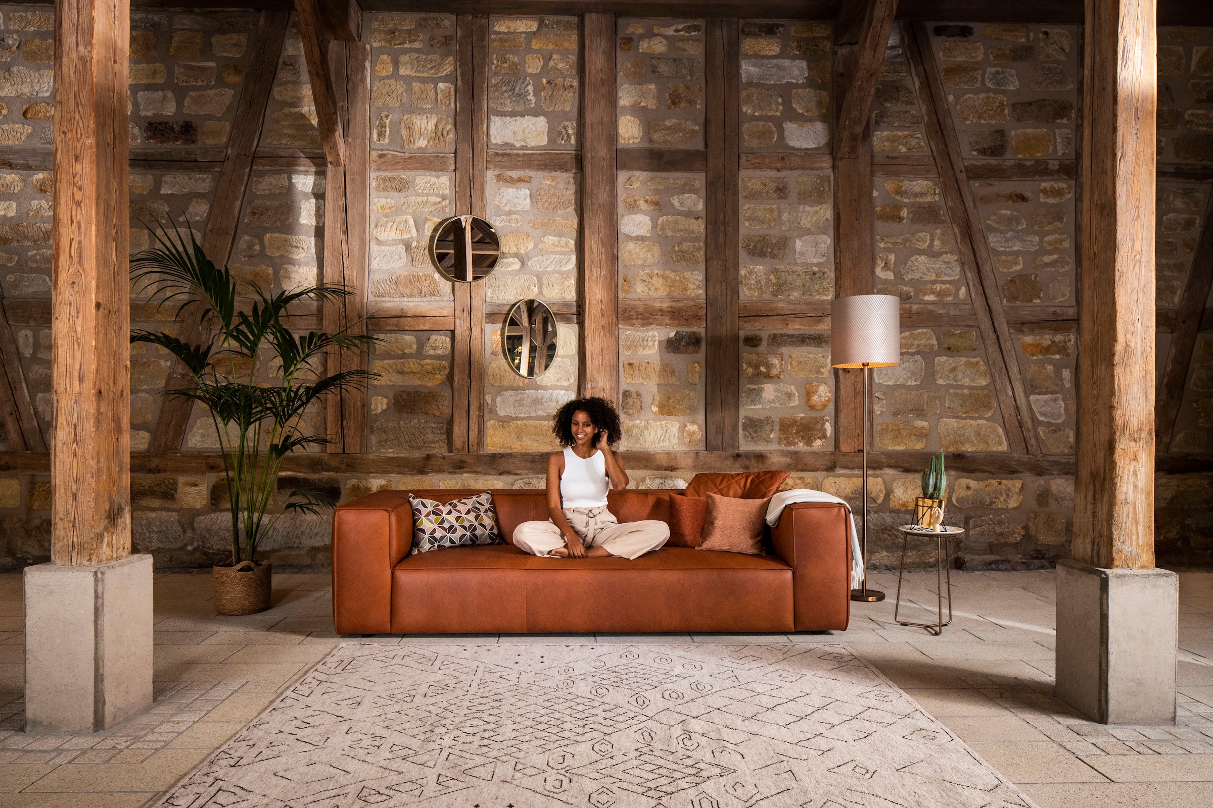W.SCHILLIG 3-Sitzer "around-the-block Mega Sofa mit tollem Sitzkomfort, Breite 260cm" mit eleganter Biese, mit Federkern