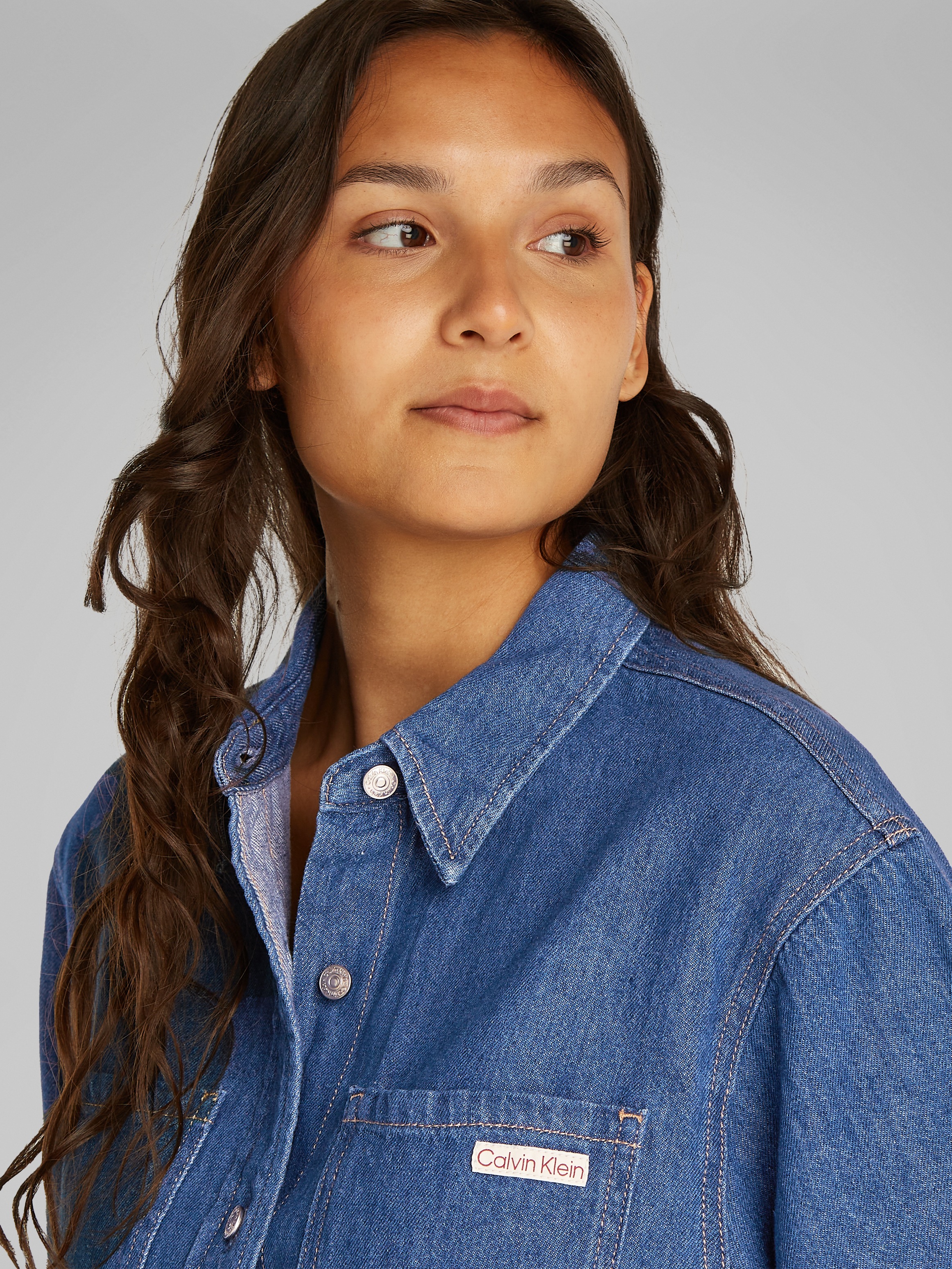 Calvin Klein Jeans Jeanskleid "LINEN BOXY BELTED SHIRT DRESS" Brusttaschen günstig online kaufen