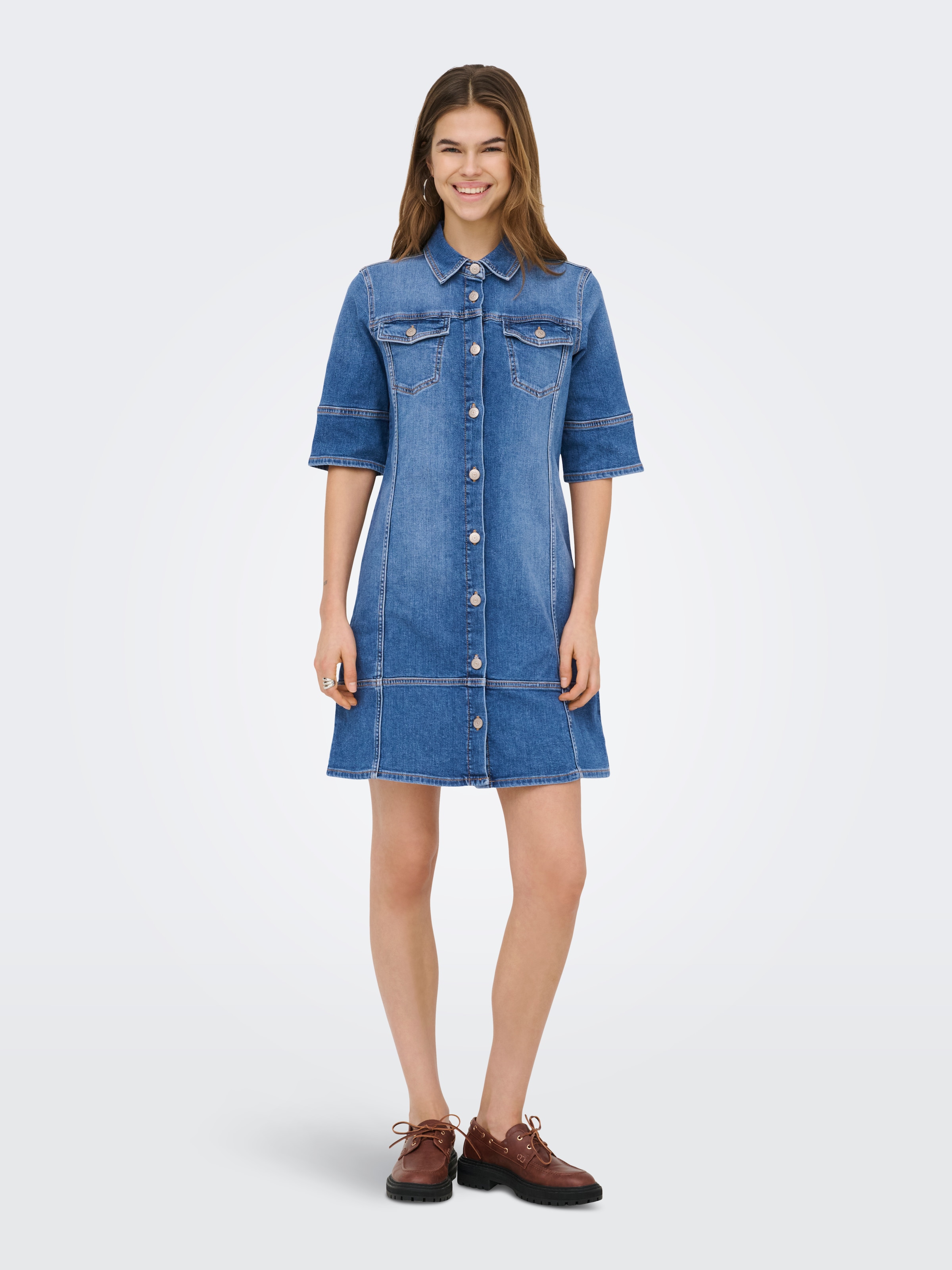 ONLY Jeanskleid »ONLKATERINA 2/4 SHORT DNM DRESS AKM« in A-Linien Form