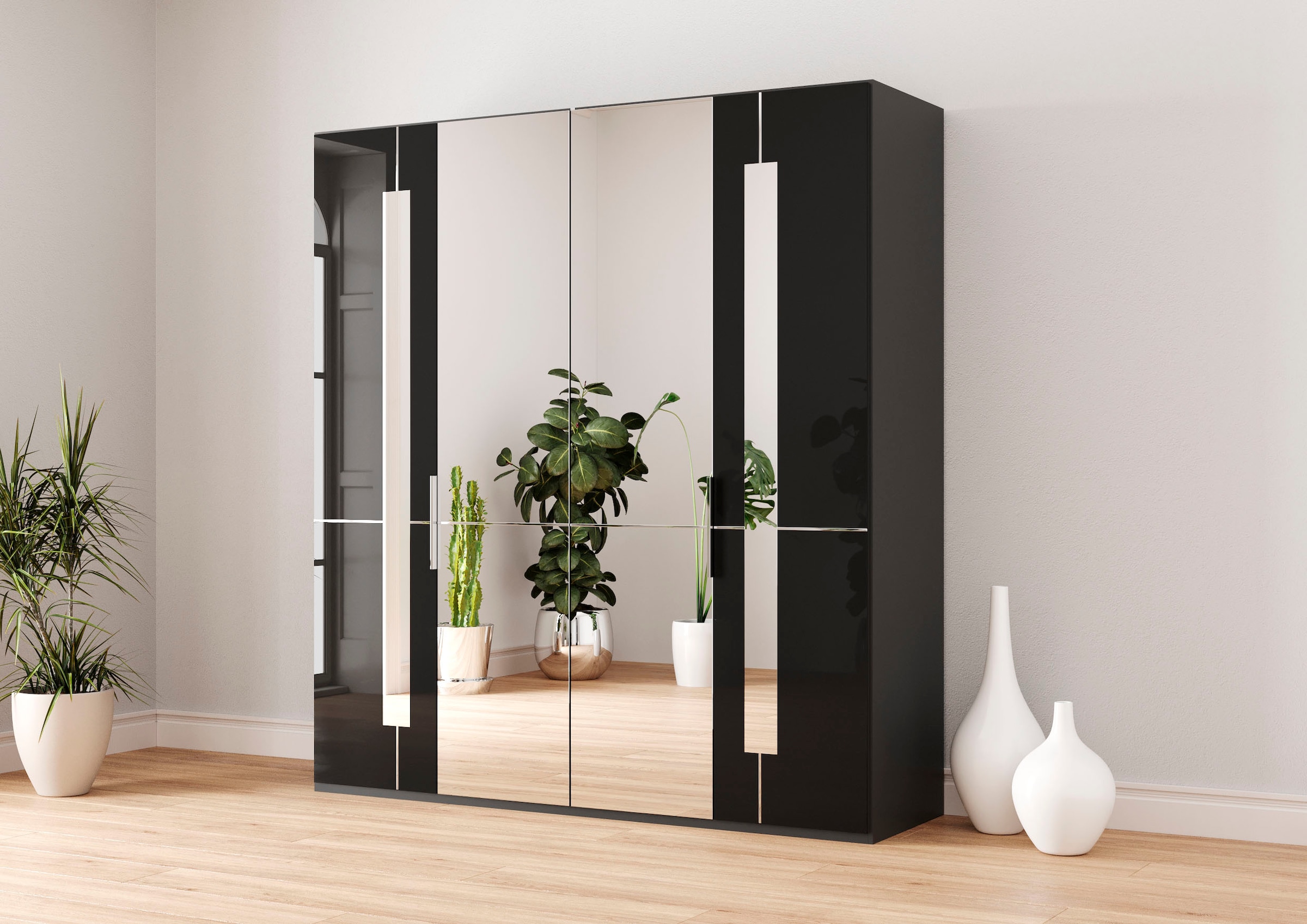 Musterring Kleiderschrank "Imola W" inkl. Einlegeböden und Kleiderstangen, mit Glas- und Spiegeltüren