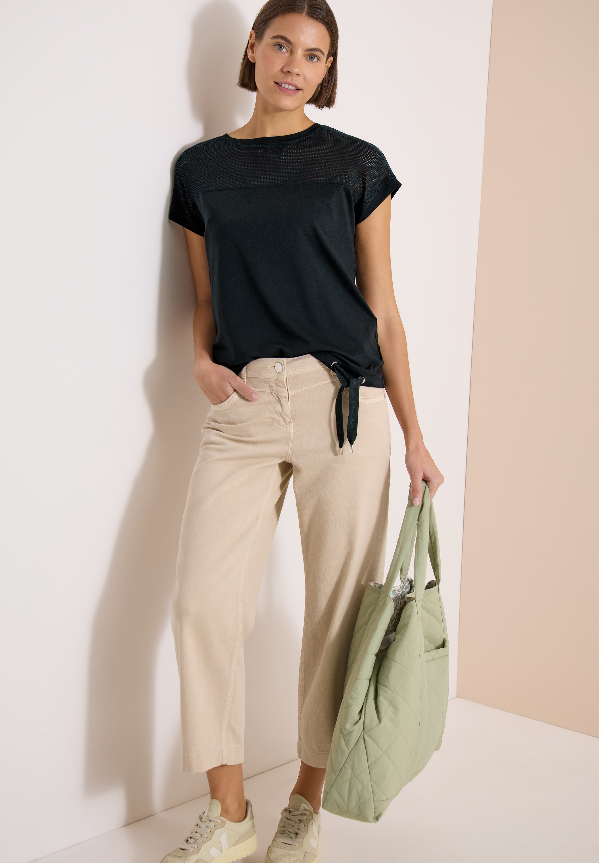 Cecil T-Shirt Sommerliche Leichtigkeit durch das Mesh-Detail
