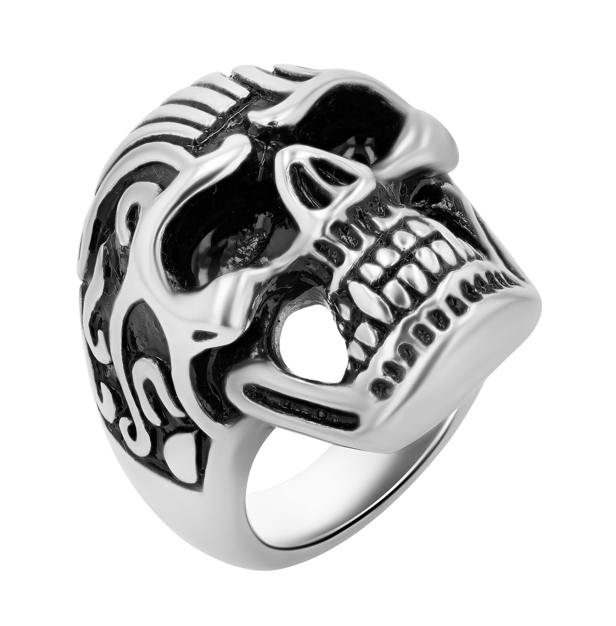 Adelia´s Fingerring »Herren Ring Totenkopf aus Edelstahl«