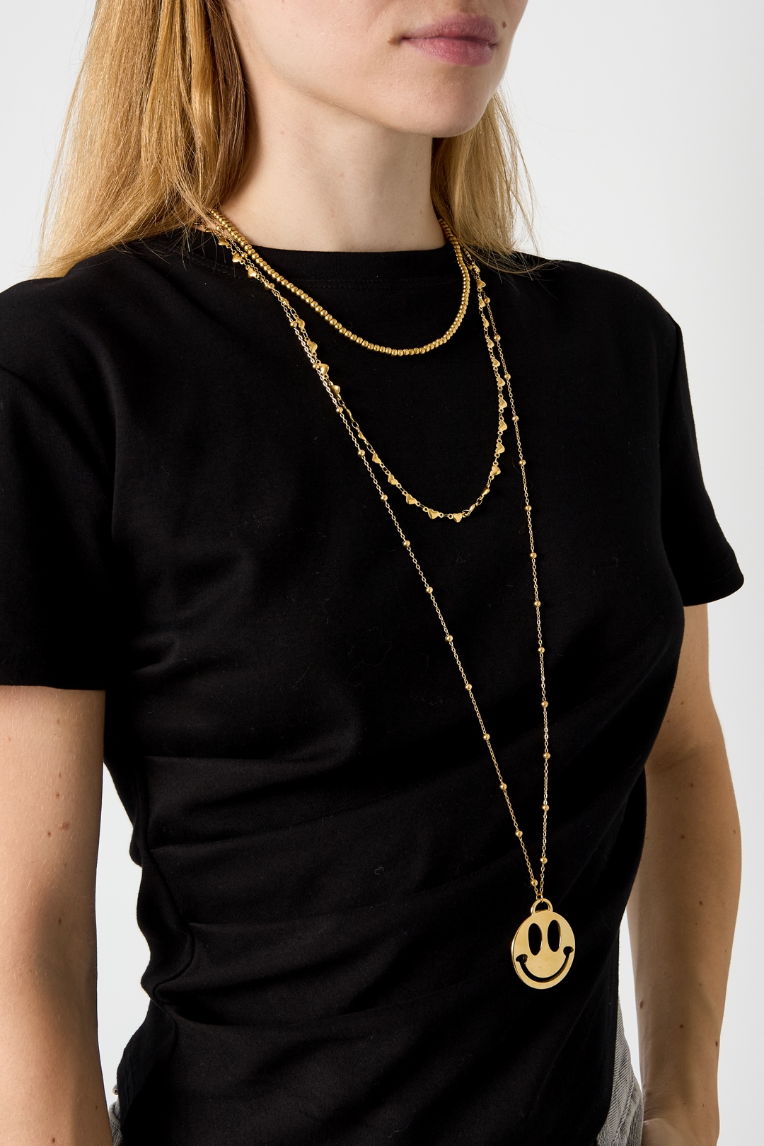 Adelia´s Lange Kette »LIVAYA« Modeschmuck mit rundem Smiley-Anhänger