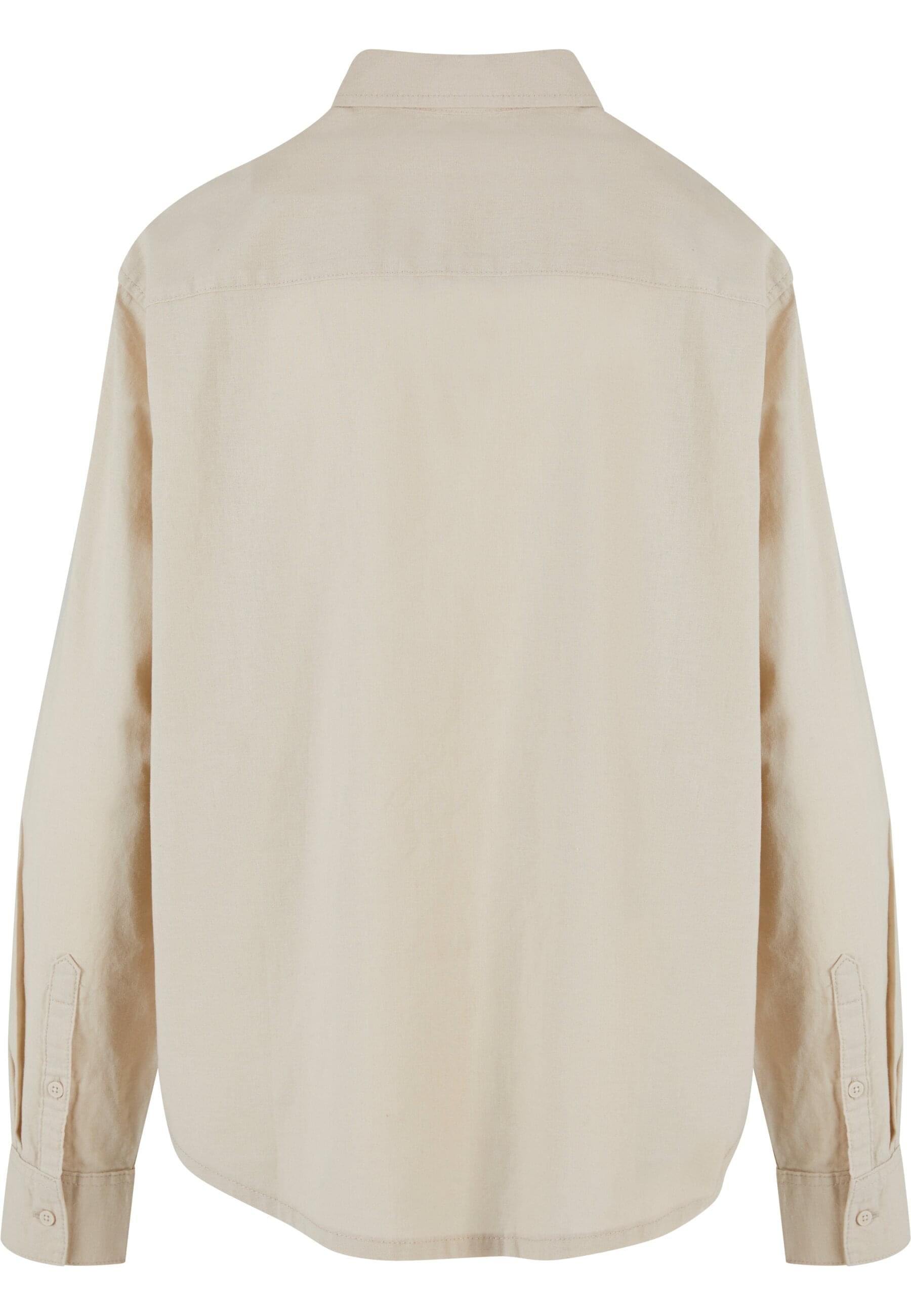 URBAN CLASSICS Langarmhemd »Urban Classics Damen Ladies Linen Mixed Oversized Shirt«