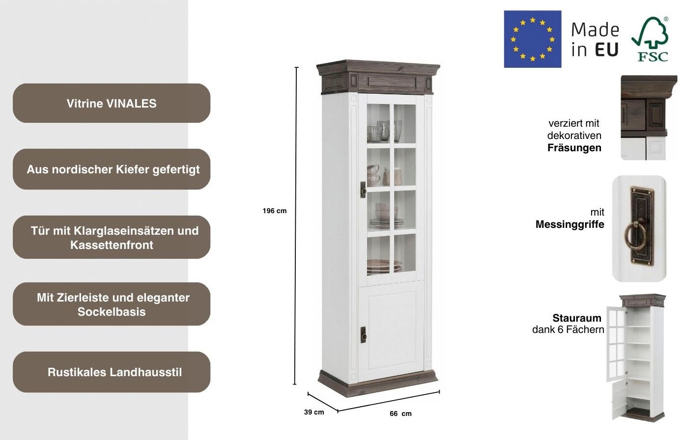 Home affaire Vitrine »Vinales«, Höhe 196 cm